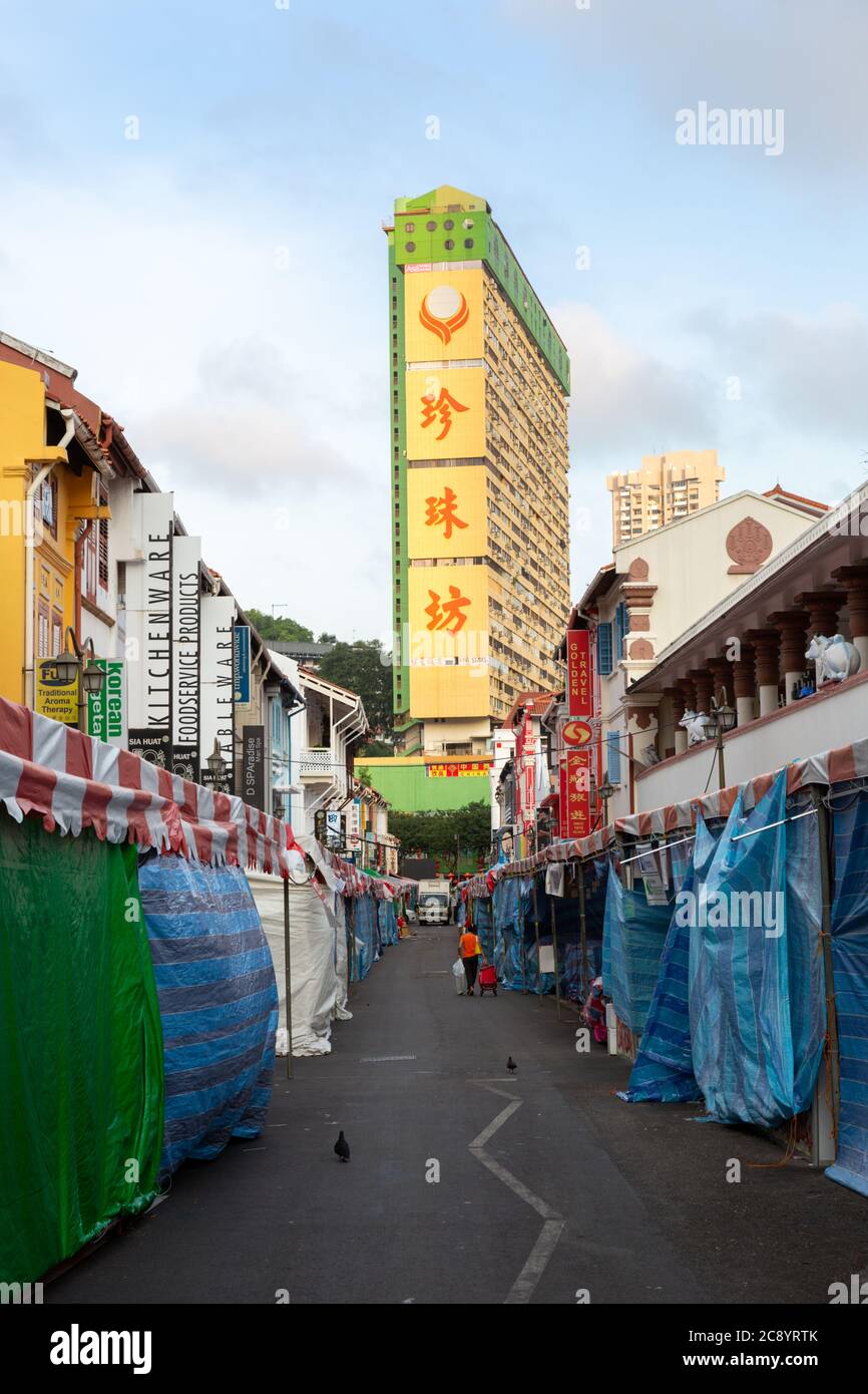 Market before opening in the early morning, Chinatown, Singapore Stock