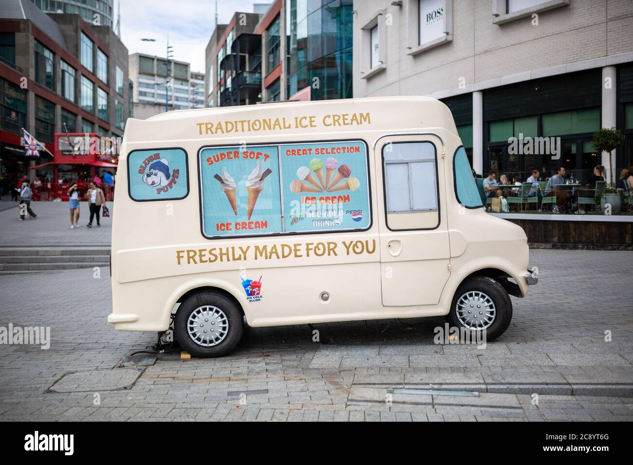 Ice cream van, Birmingham city centre, UK Stock Photo Alamy