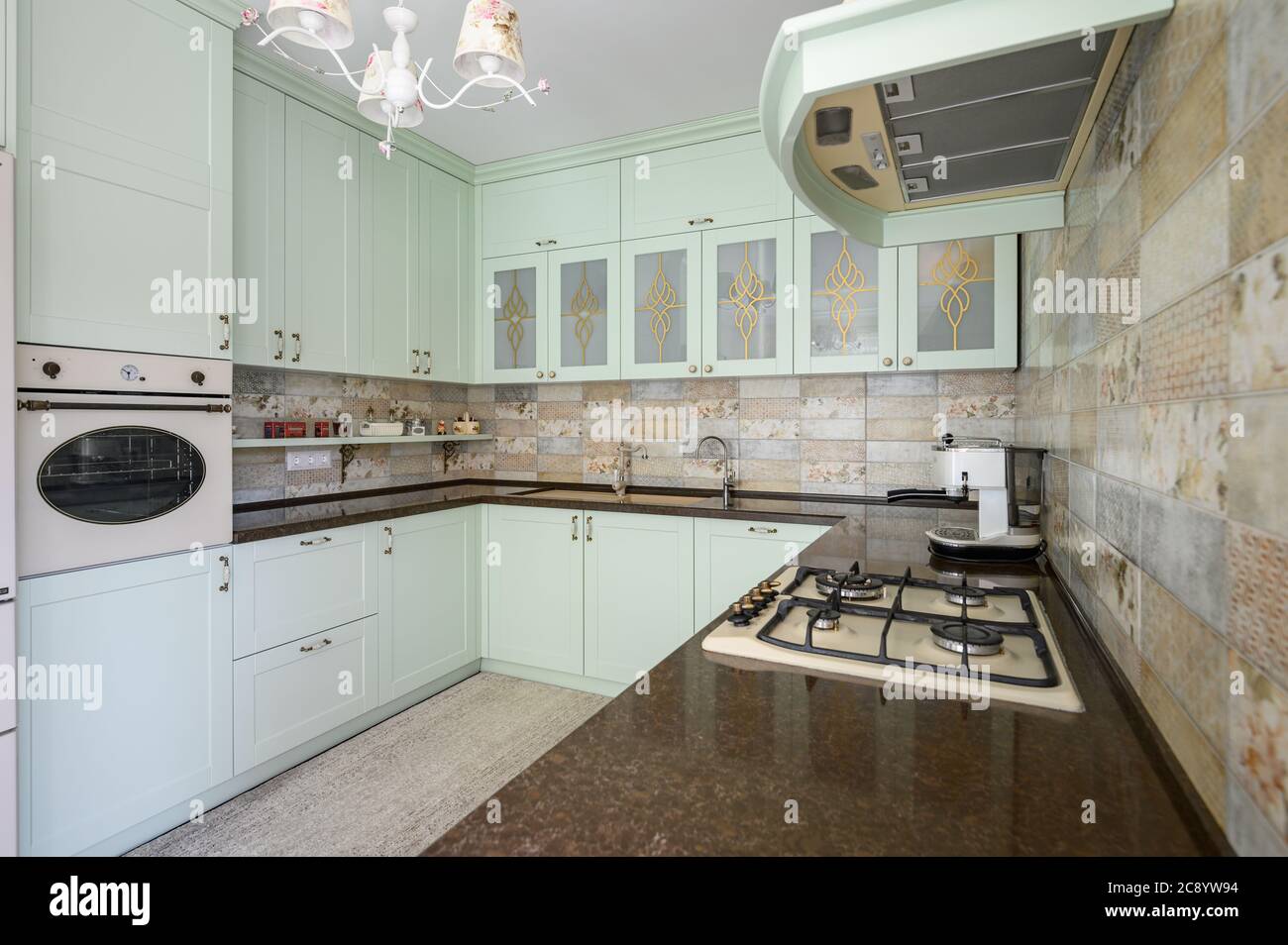 Modern white kitchen clean interior design Stock Photo - Alamy