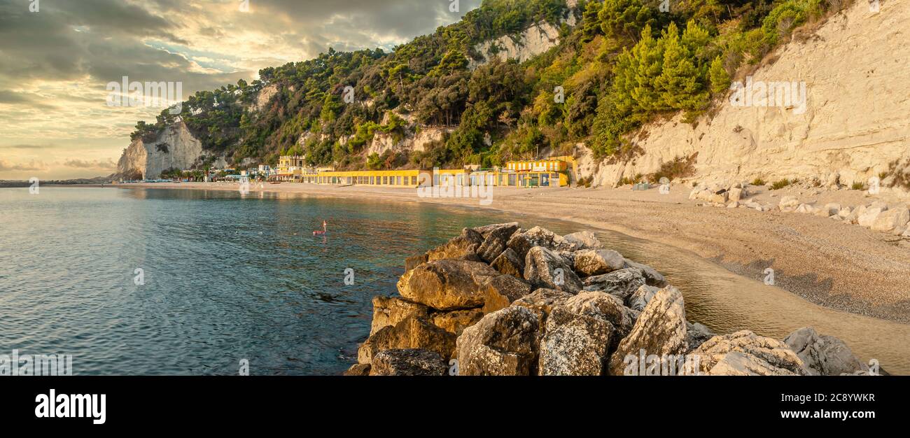 View over the Spiaggia Urbani Beach in Sirolo, Marche, Italy Stock Photo