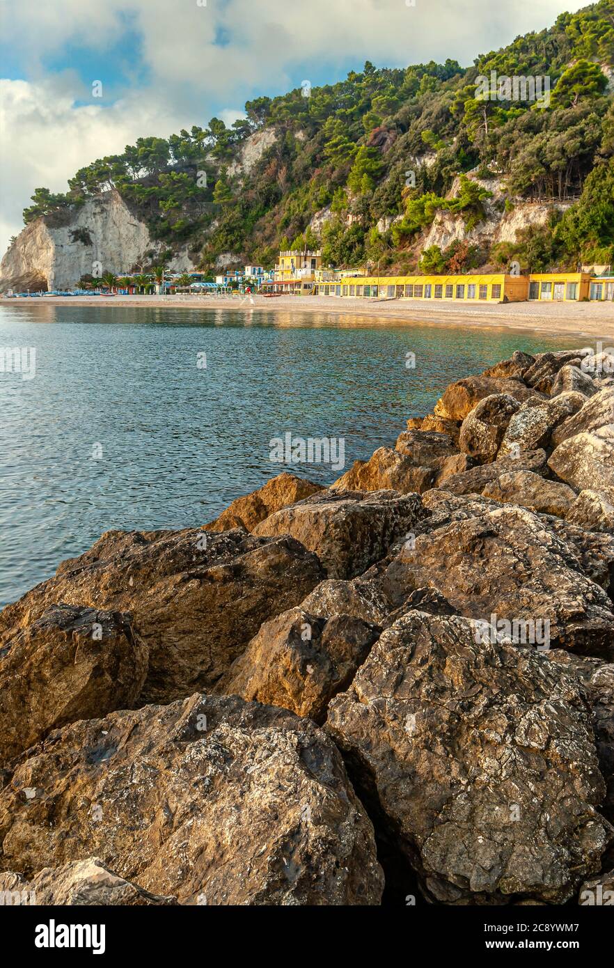 View over the Spiaggia Urbani Beach in Sirolo, Marche, Italy Stock Photo