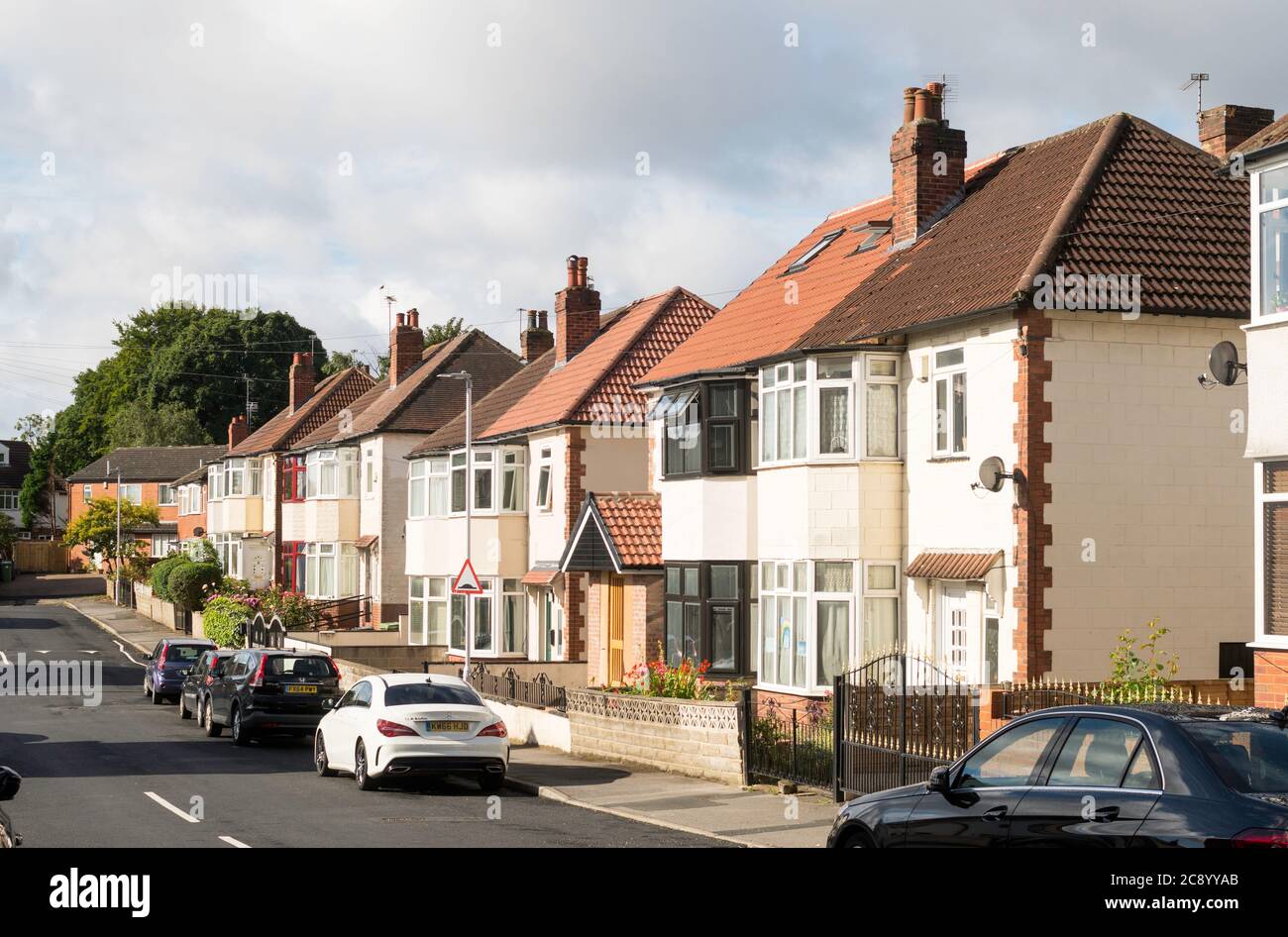 Semi detached suburban houses in St Martins Drive, Chapel Allerton, Leeds, Yorkshire, England, UK Stock Photo