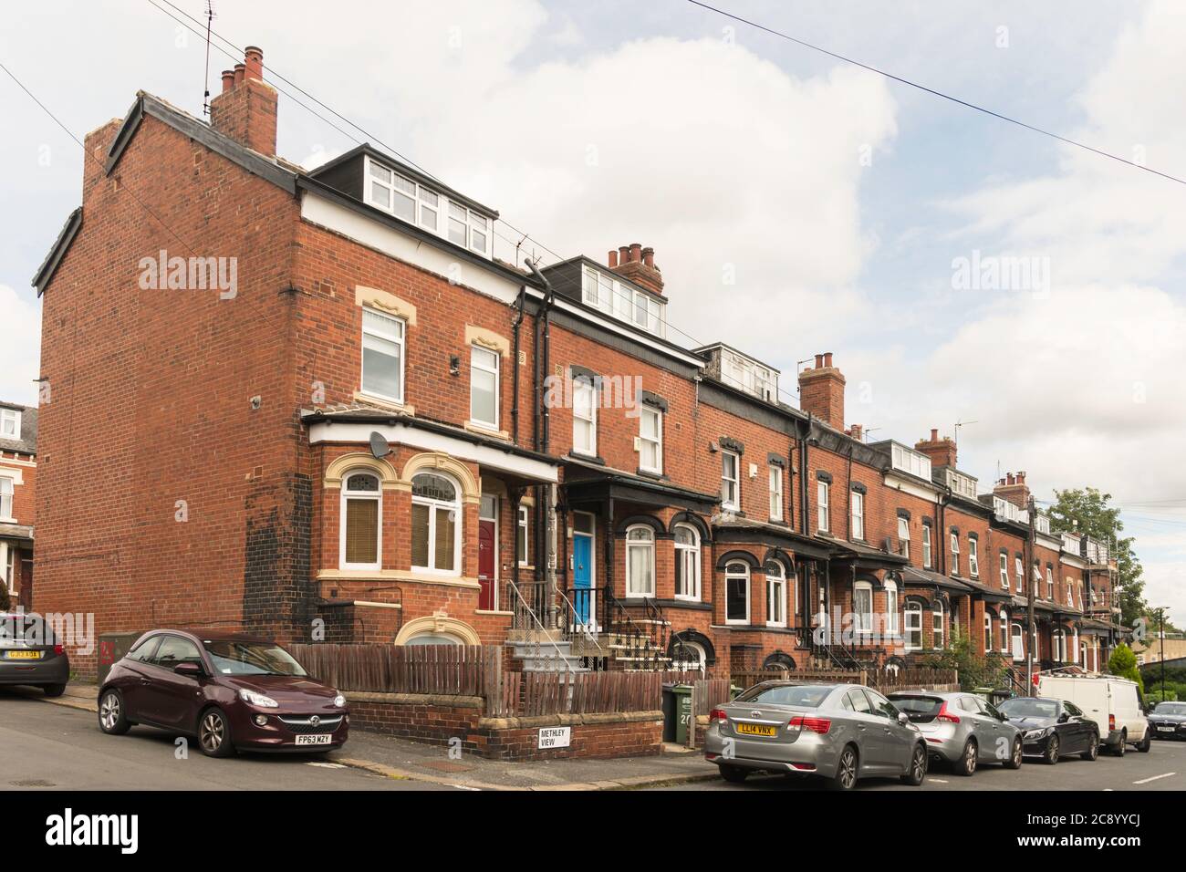 Late 19th century back to back terrace  houses in Methley View, Methley, Chapel Allerton, Leeds, Yorkshire, England, UK Stock Photo