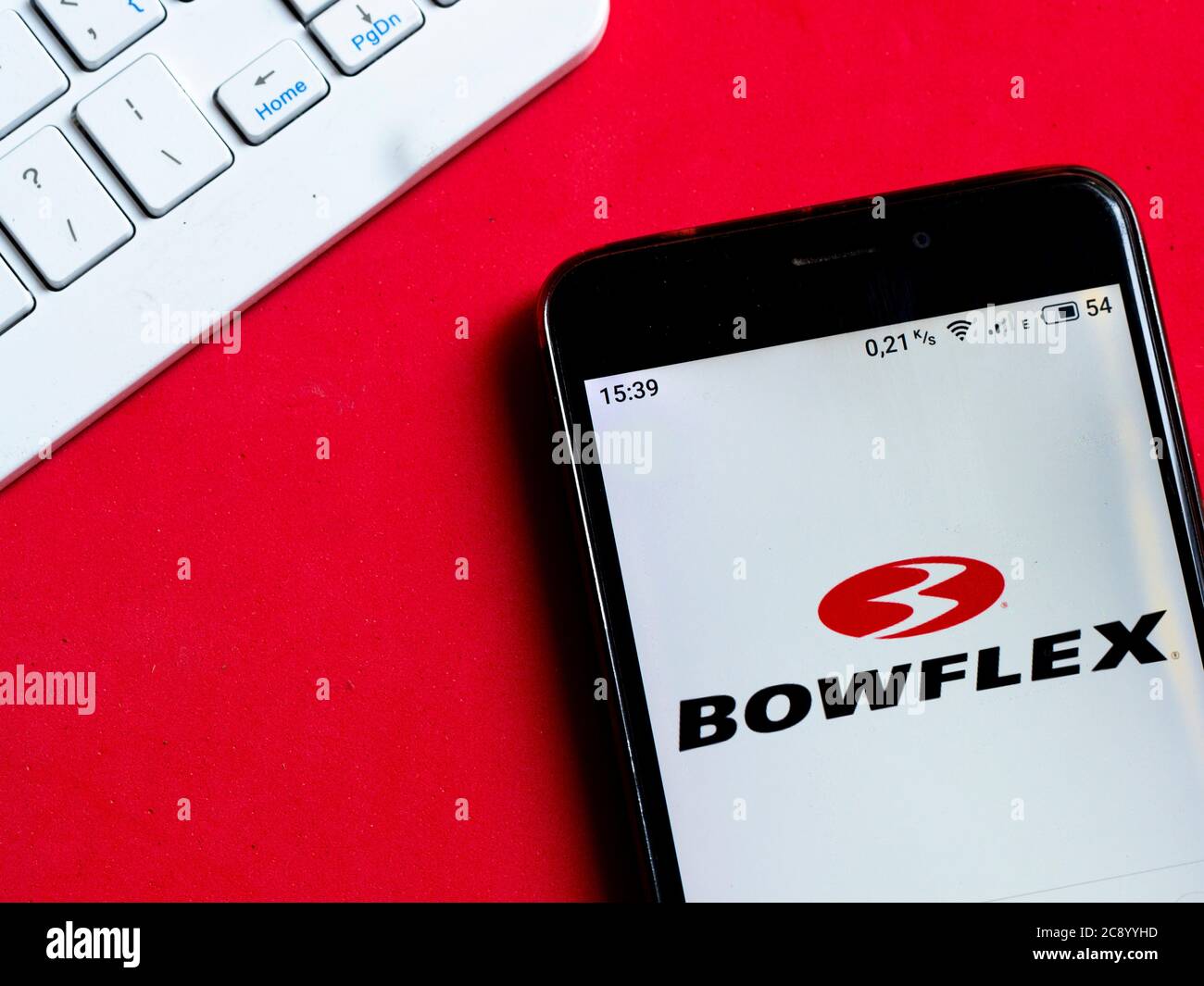 Ukraine. 27th July, 2020. In this photo illustration a Bowflex logo is seen displayed on a smartphone. Credit: Igor Golovniov/SOPA Images/ZUMA Wire/Alamy Live News Stock Photo