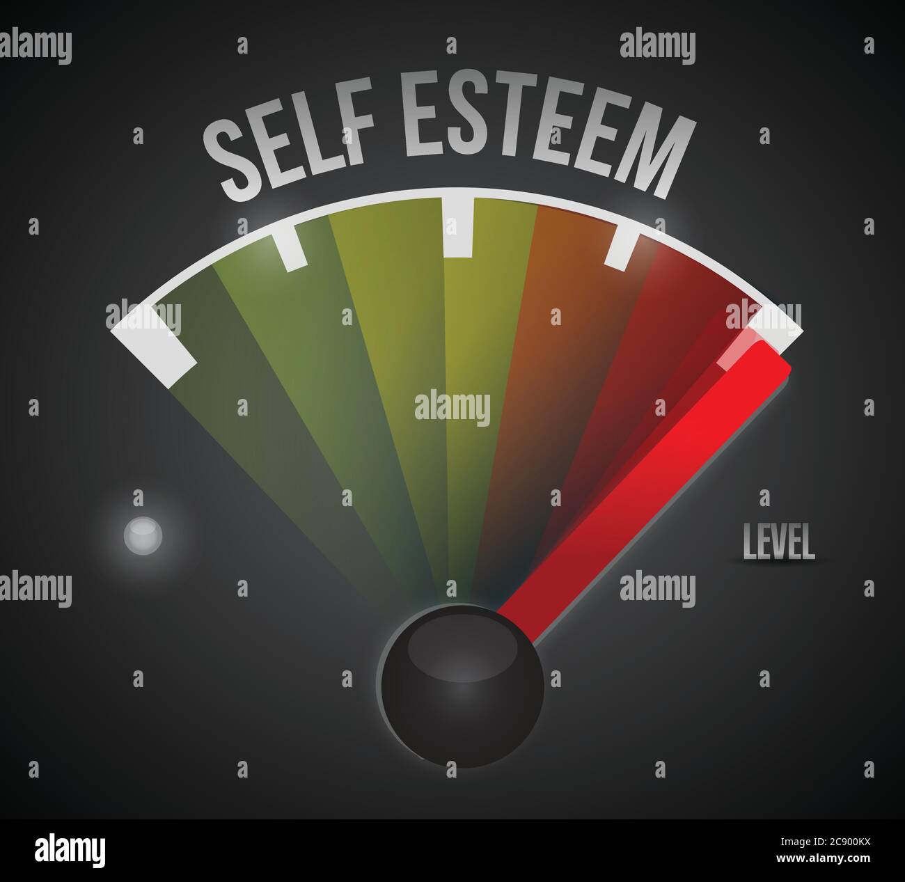 Self esteem level measure meter from low to high, concept illustration