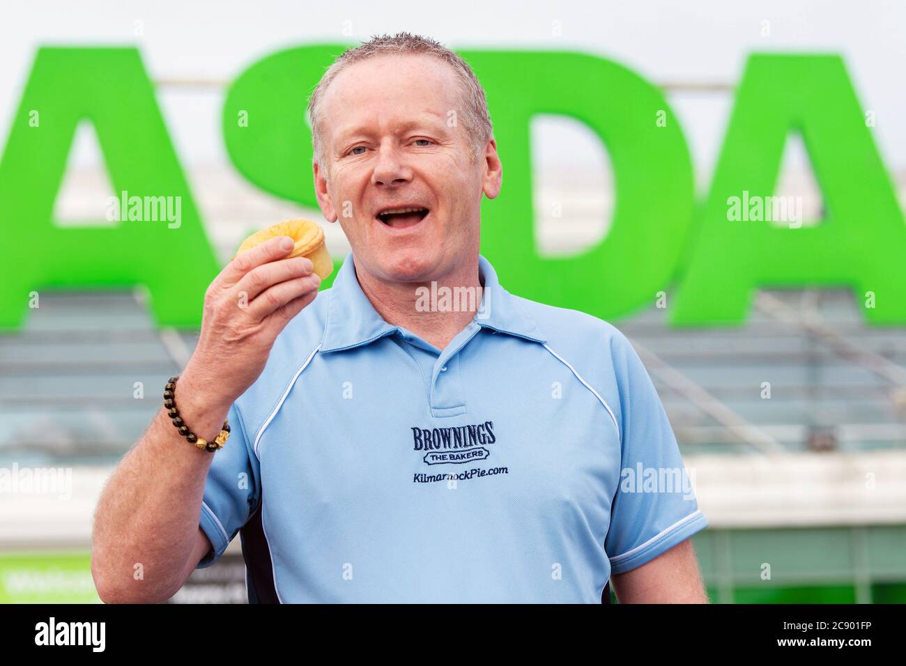 Pictured: Brownings the Bakers Managing Director, John Gall KILMARNOCK PIES HIT THE ASDA AISLES! Brownings the Bakers has ‘kicked Stock Photo