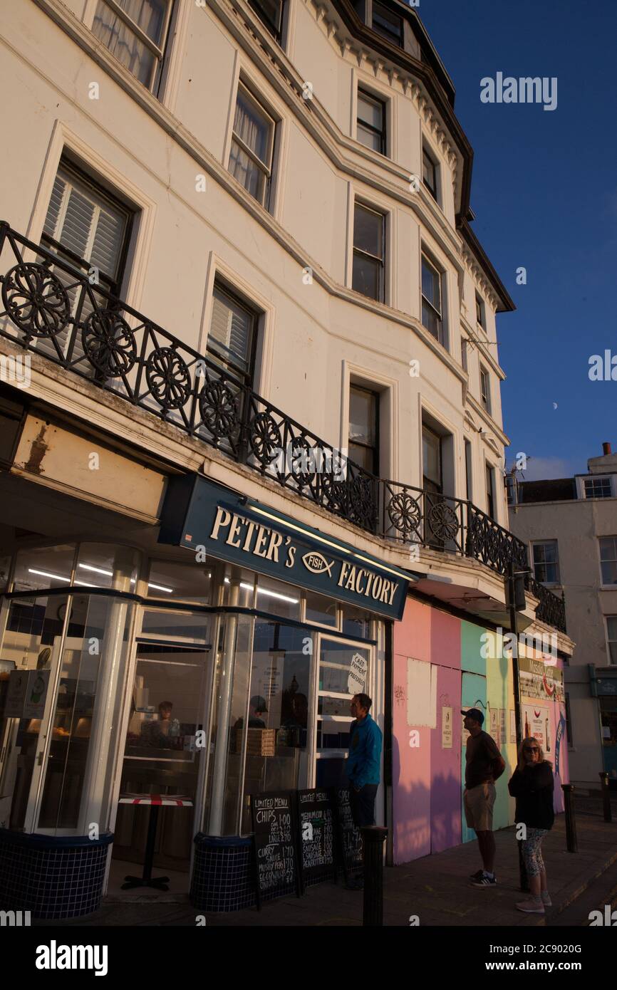 Margate, UK, 27 July 2020: With the risk of foreign holidays being affected by sudden changes to quarantine rules, and the weather set to improve in England, seaside towns such as Margate are increasing attractive to staycationers. Anna Watson/Alamy Live News Stock Photo