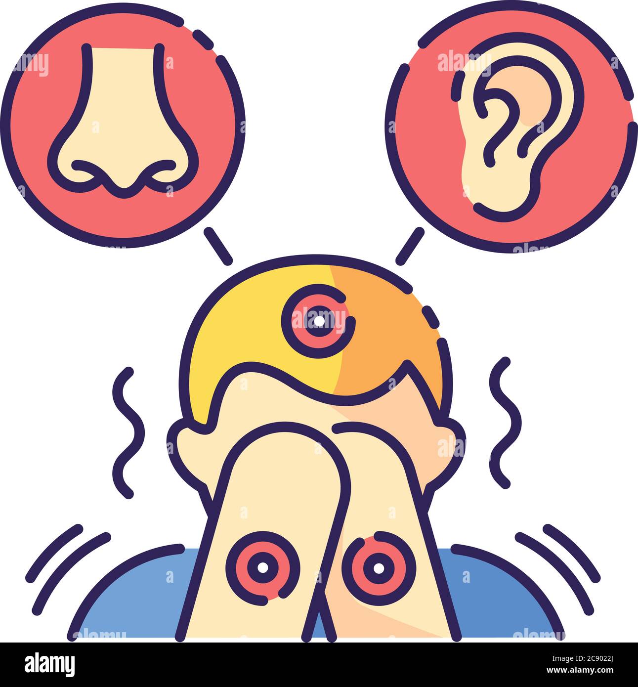 Sensory sensitivity RGB color icon. Trigger for perception. Physical