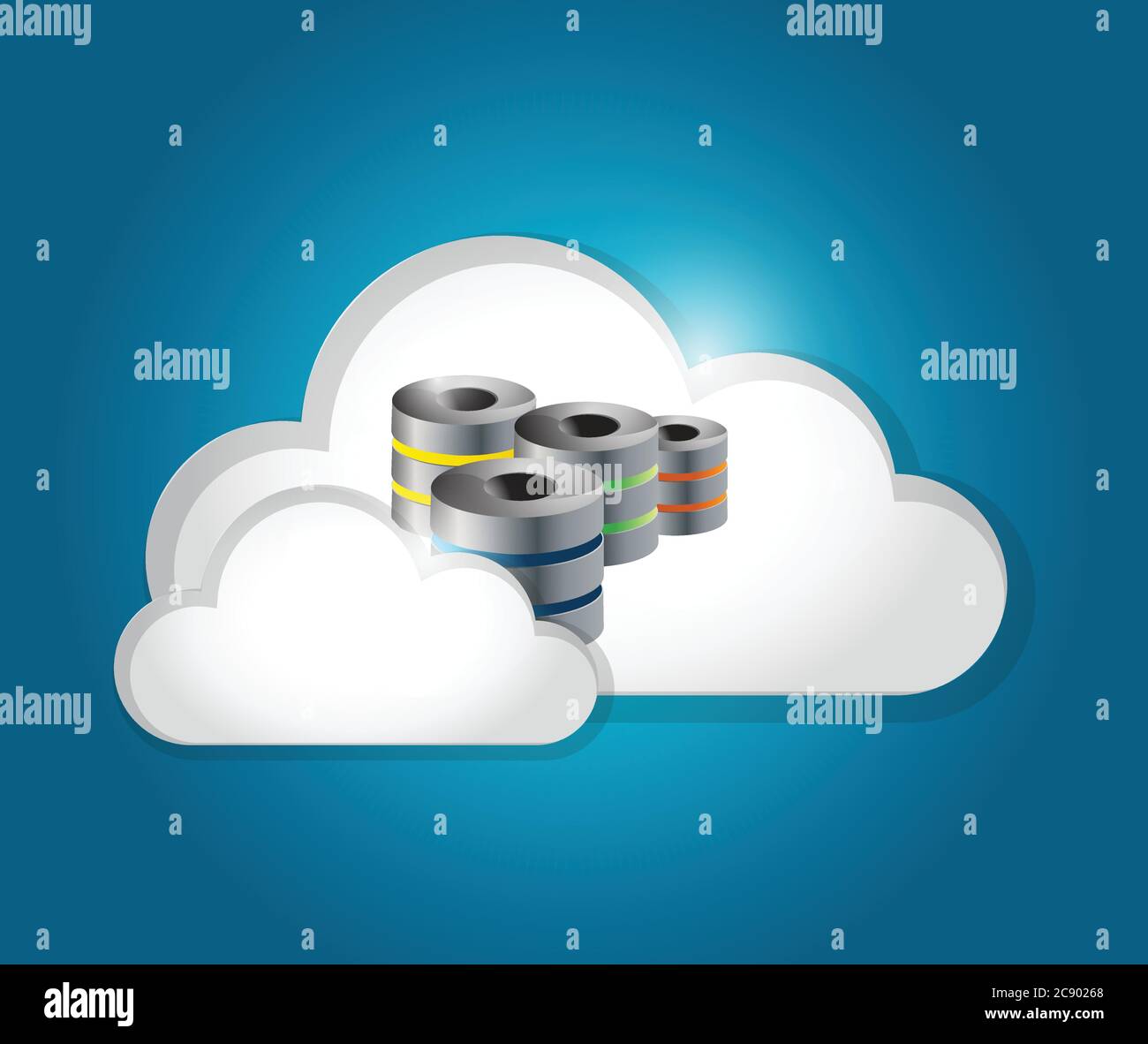 Server cloud connection illustration design over a blue background Stock Vector