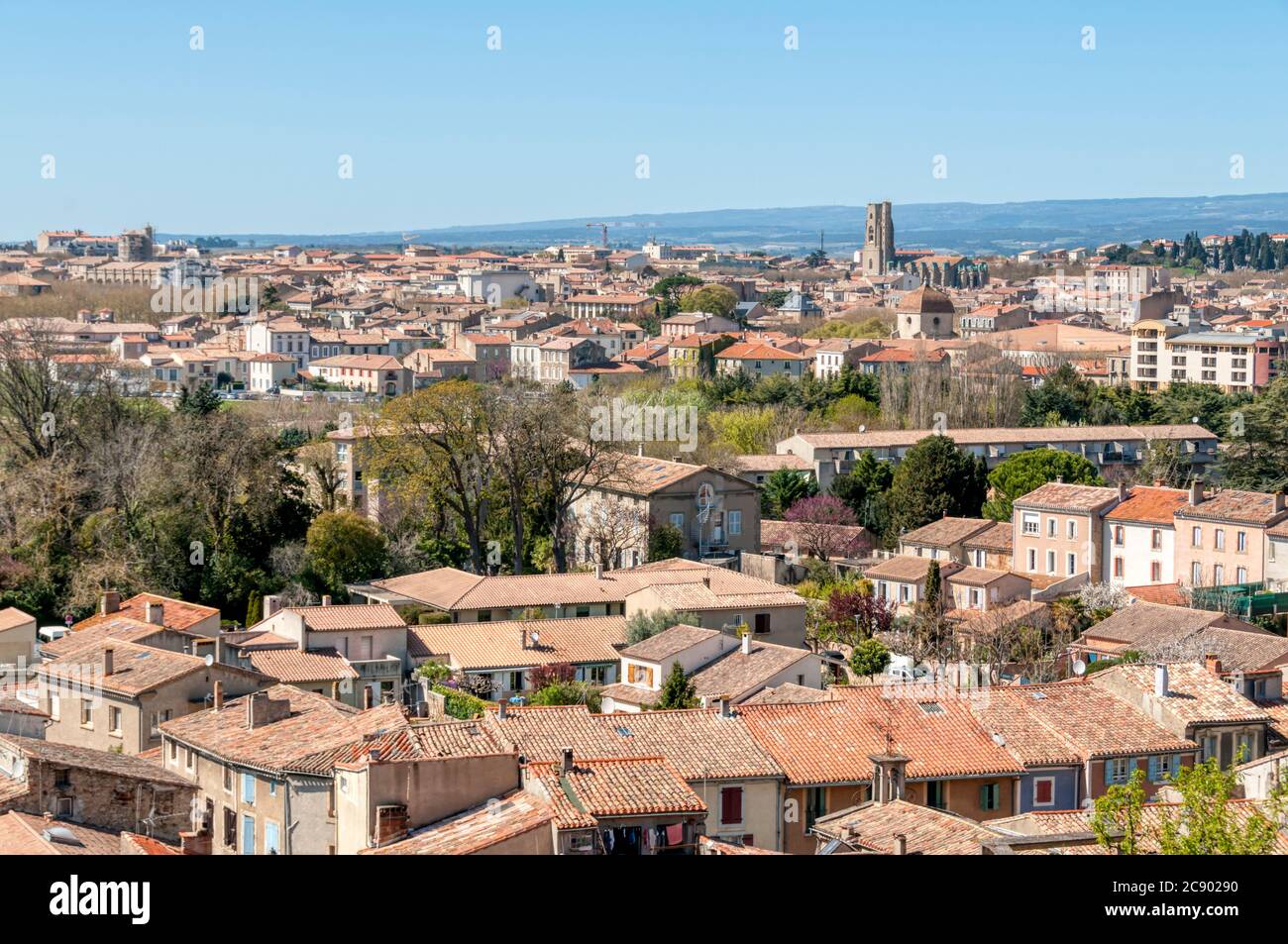 The rooftops of Carcassonne seen from the old town. Stock Photo