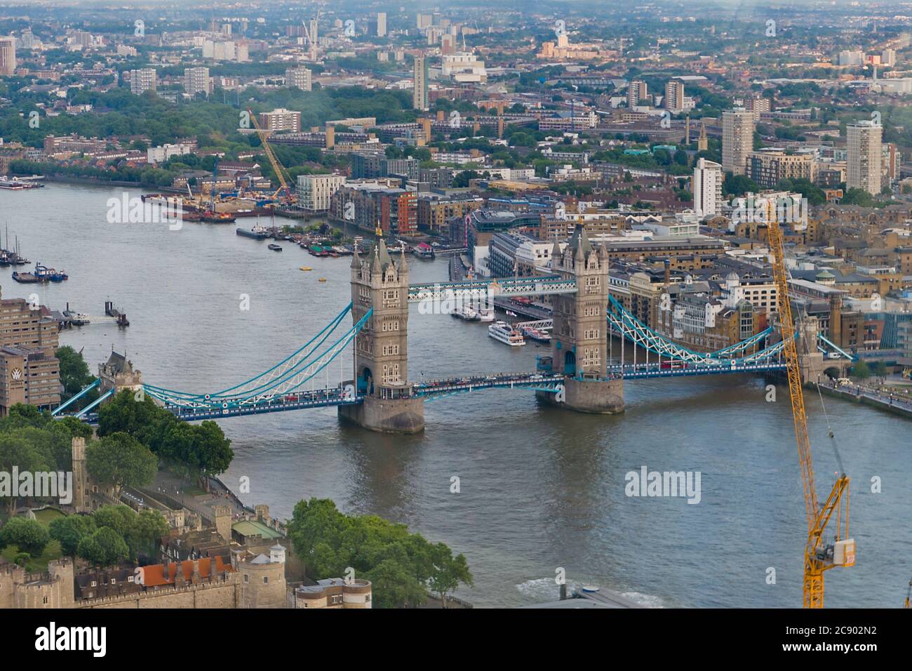 Aerial view of Tower Bridge Stock Photo