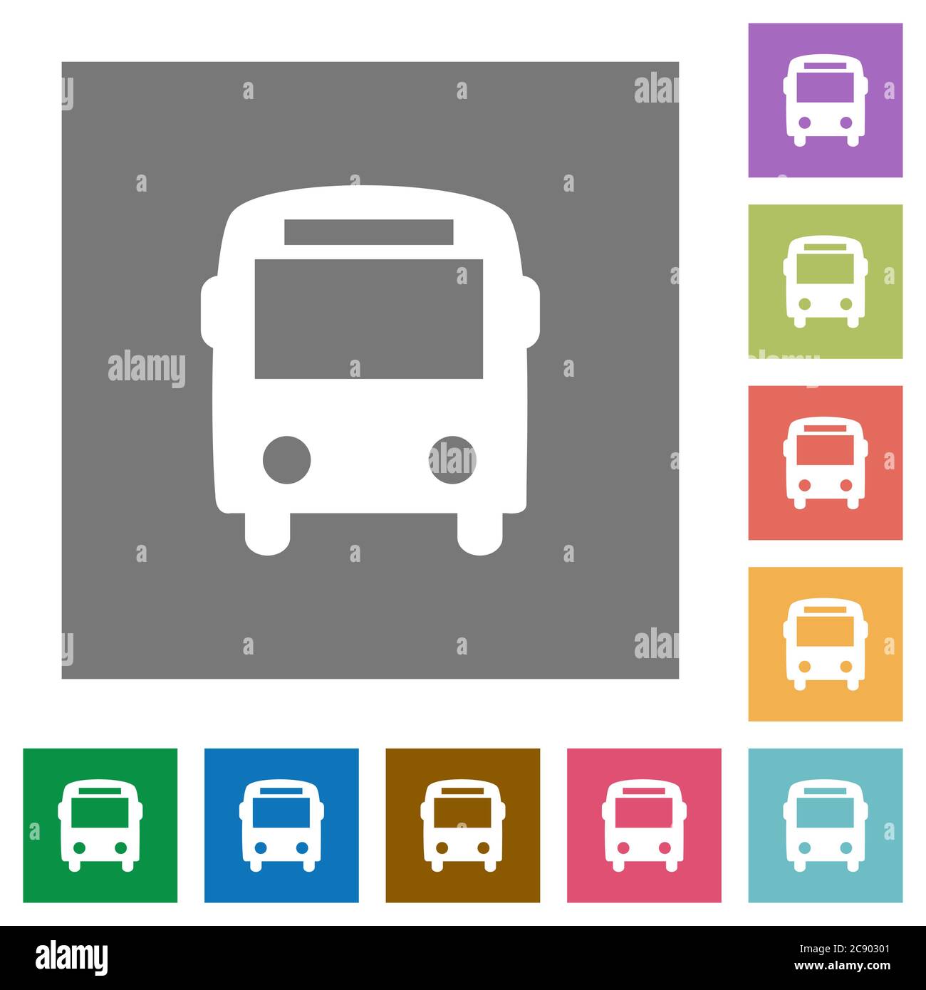 Bus flat icons on simple color square background Stock Vector Image ...