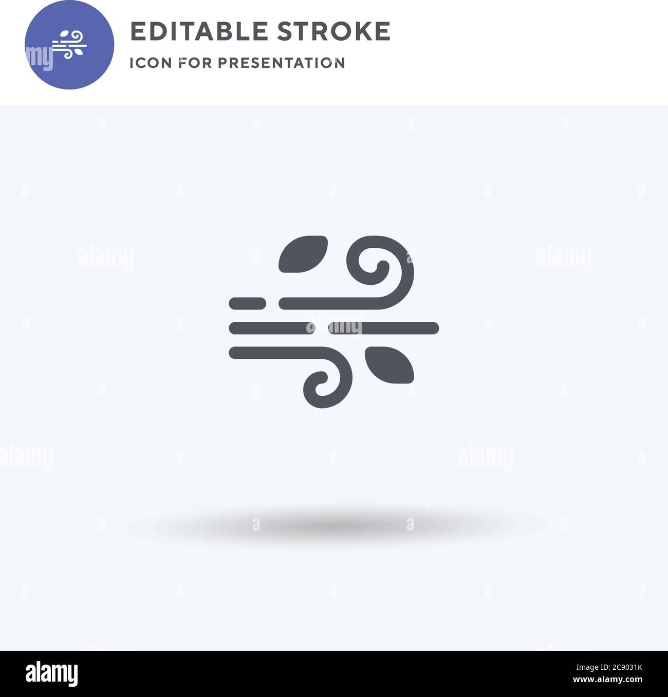 Wind icon vector, filled flat sign, solid pictogram isolated on white ...