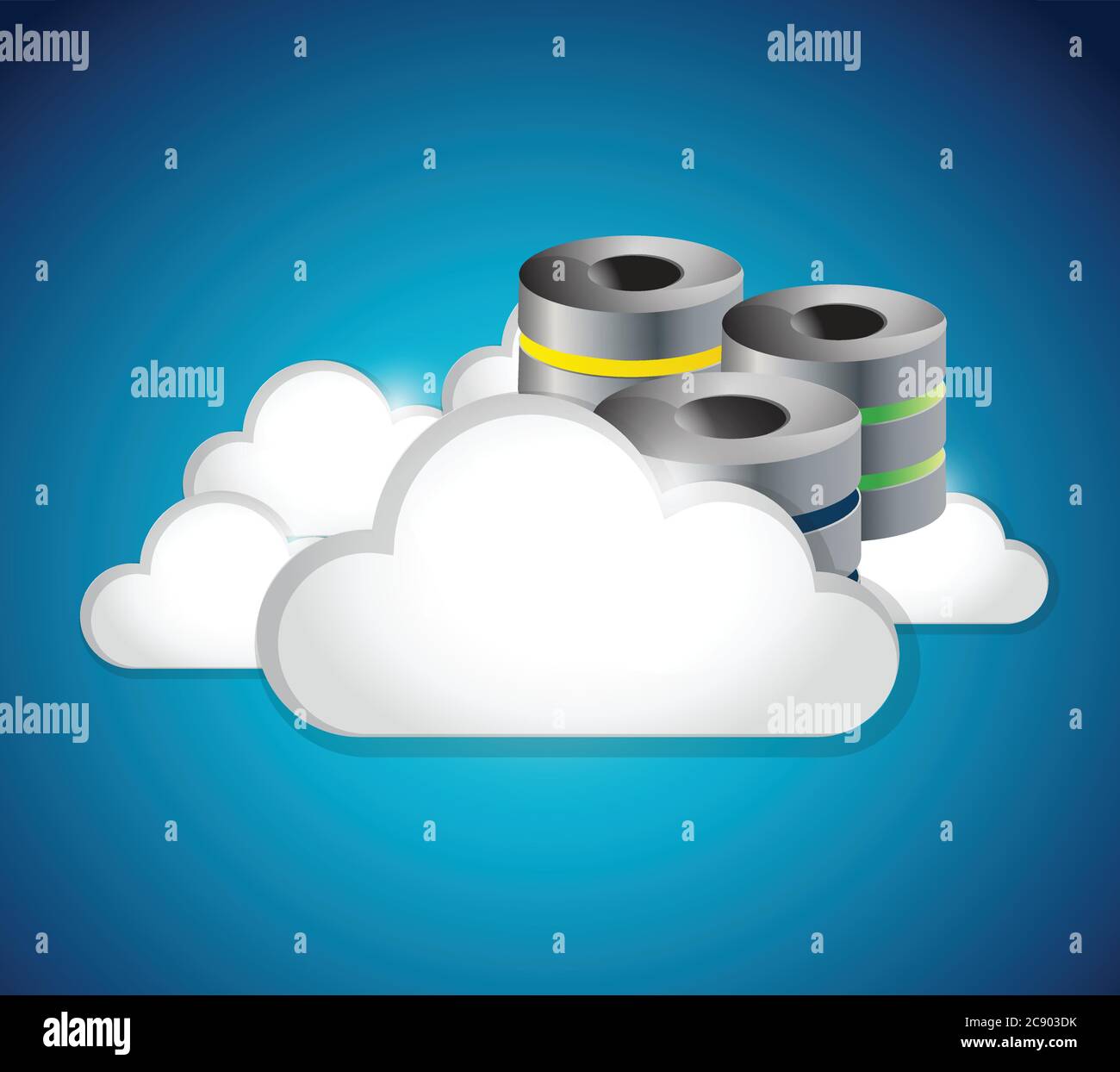 Server clouds illustration design over a blue background Stock Vector