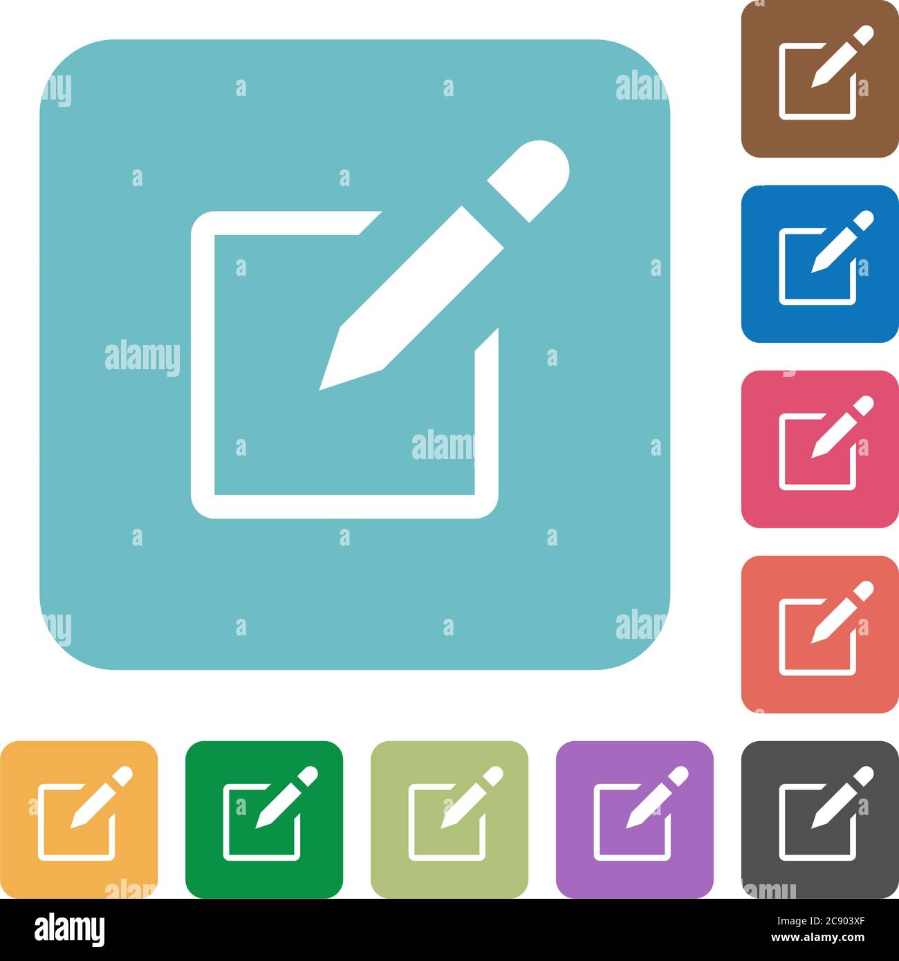 Editbox white flat icons on color rounded square backgrounds Stock ...