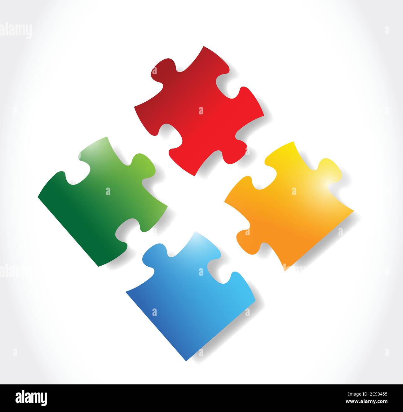 Colorful puzzle pieces illustration design over a white background ...