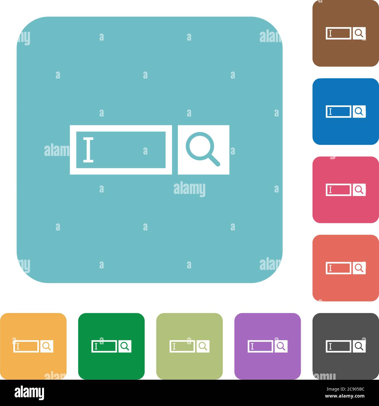 Search box white flat icons on color rounded square backgrounds Stock ...