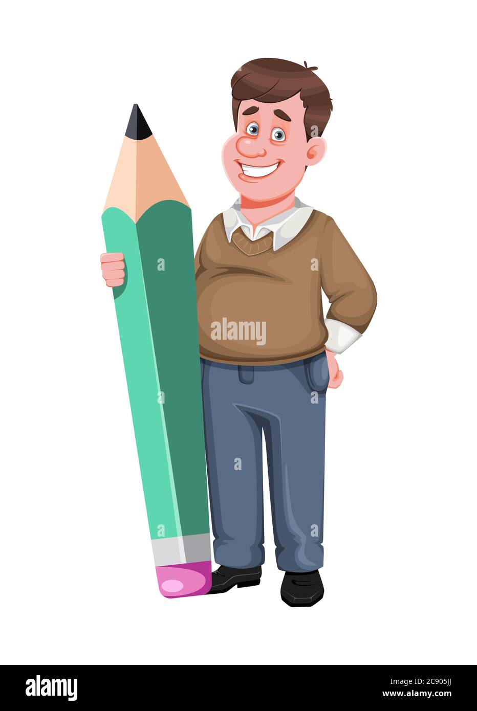 Back to school. Cheerful male teacher holds big pencil. Handsome teacher cartoon character. Vector illustration isolated on white background Stock Vector Image & Art - Alamy Back to school. Cheerful male teacher holds big pencil. Handsome teacher cartoon character. Vector illustration isolated on white background Stock Vector Image & Art - Alamy