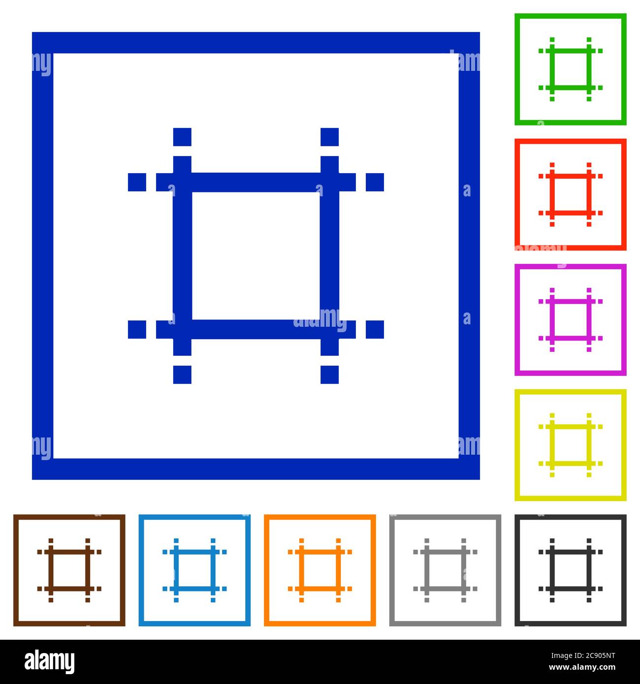 Adjust canvas size flat color icons in square frames Stock Vector