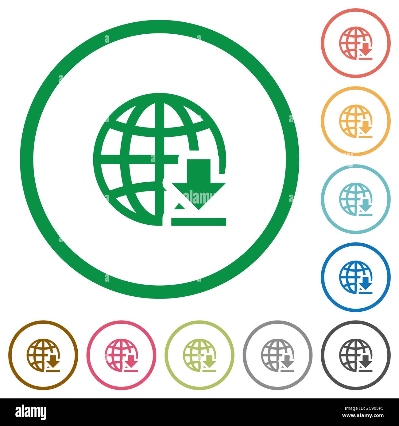 Download from internet flat color icons in round outlines Stock Vector ...