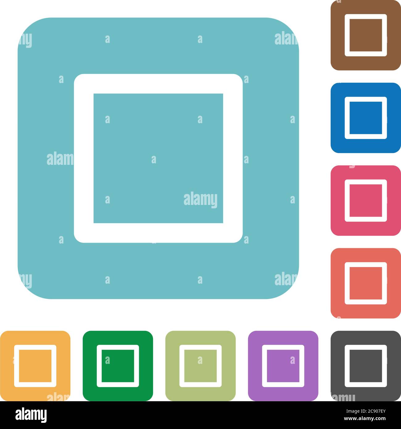 Media stop white flat icons on color rounded square backgrounds Stock ...