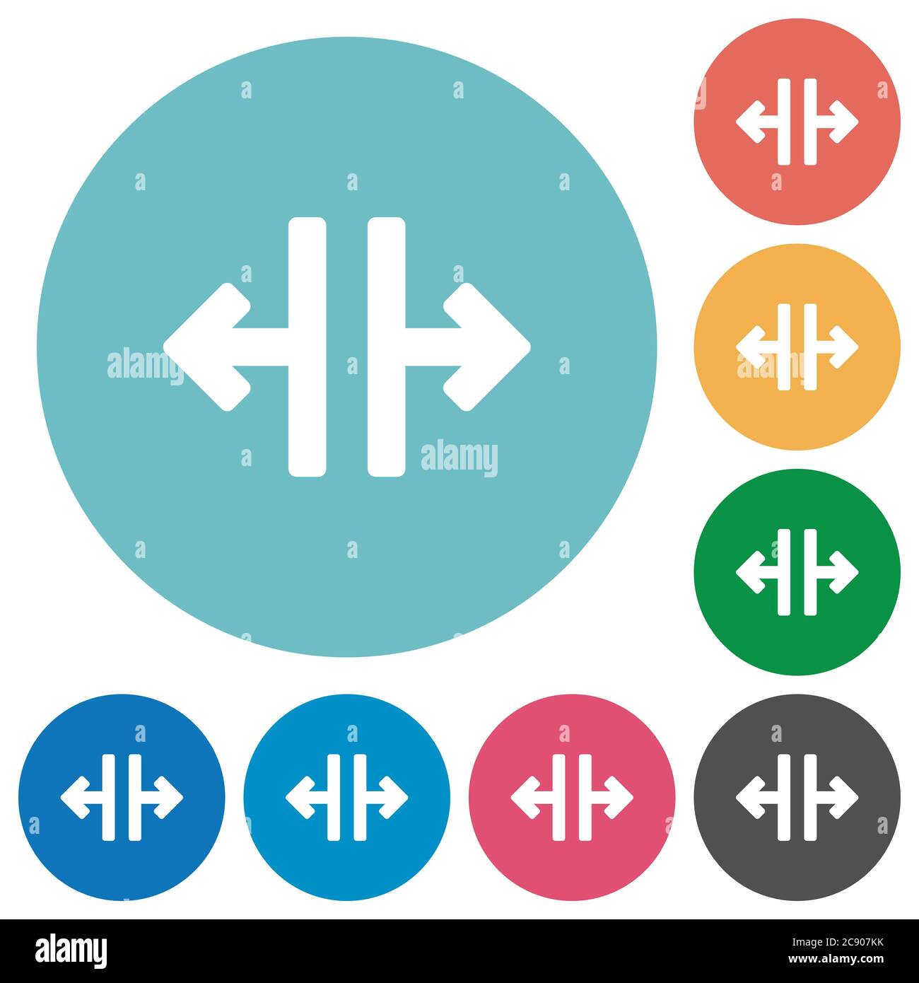 Vertical split white flat icons on color rounded square backgrounds Stock Vector