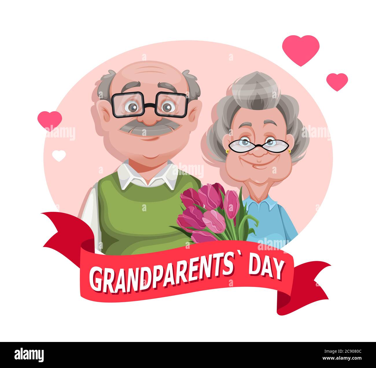 Happy Grandparents day greeting card. Cheerful grandmother and grandfather  cartoon characters. Grandma and grandpa standing together. Vector illustrat  Stock Vector Image & Art - Alamy