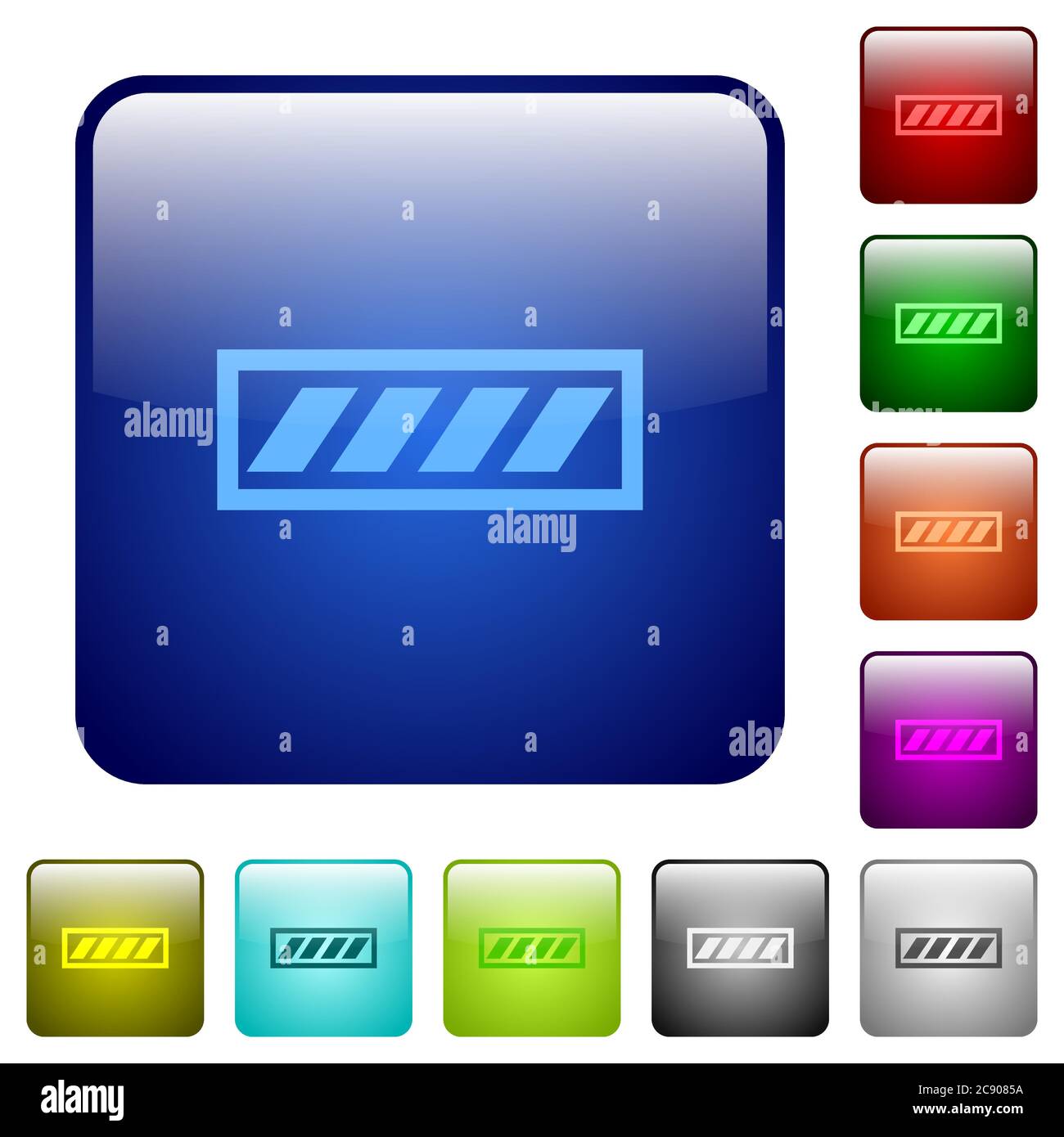 Progress bar color glass rounded square button set Stock Vector Image ...