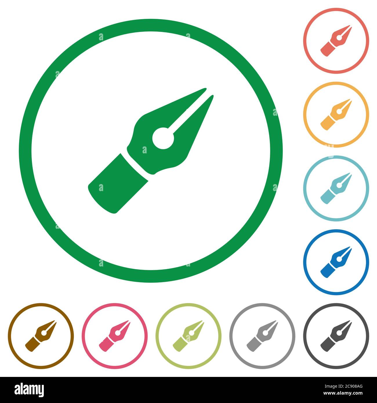 Vector pen flat color icons in round outlines Stock Vector Image & Art ...