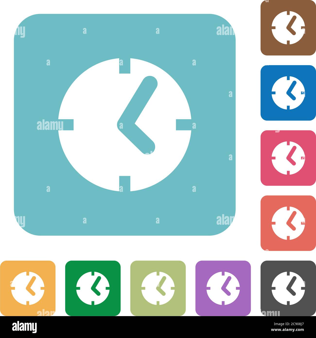 Clock white flat icons on color rounded square backgrounds Stock Vector ...