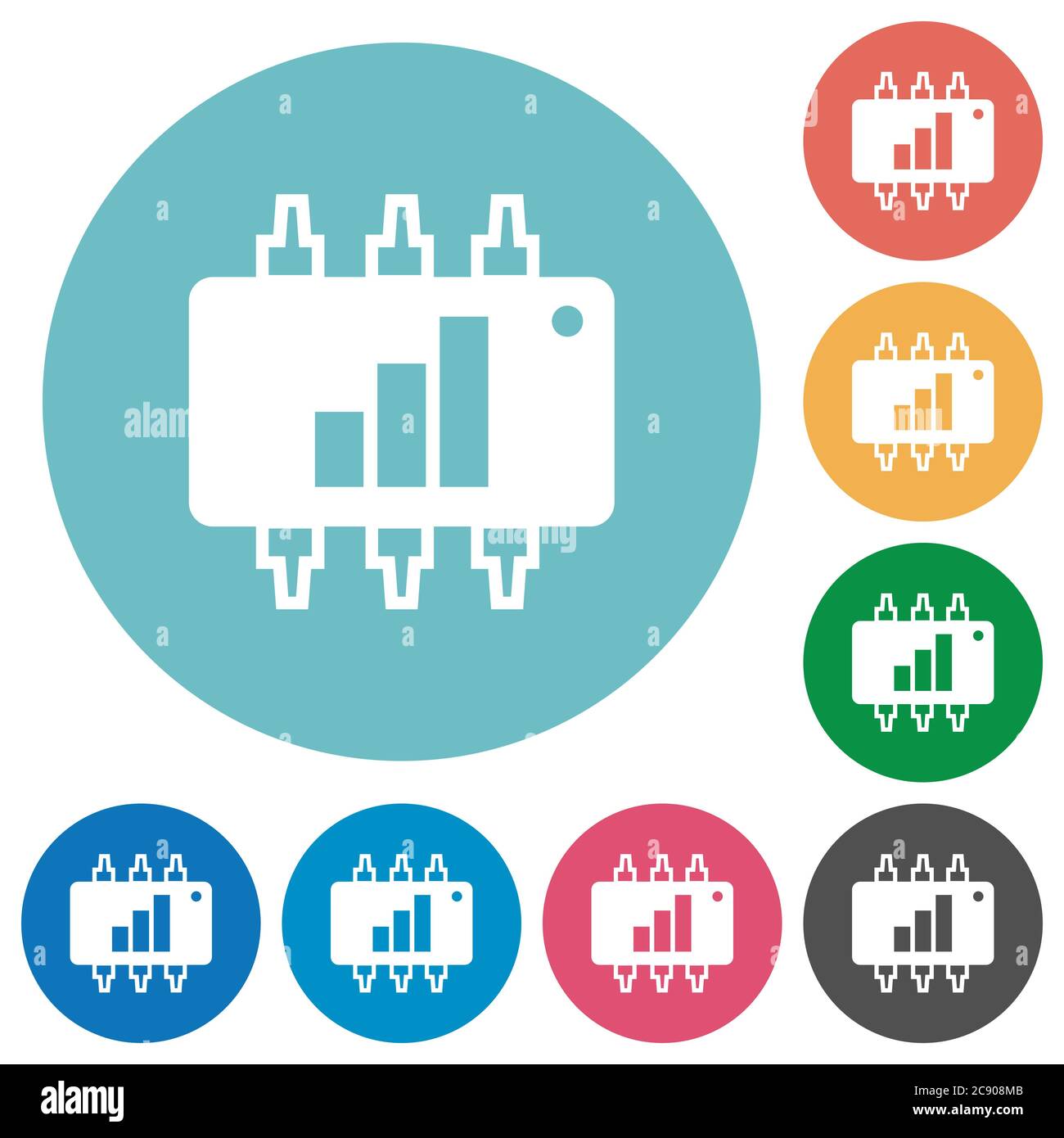 Hardware acceleration white flat icons on color rounded square backgrounds Stock Vector
