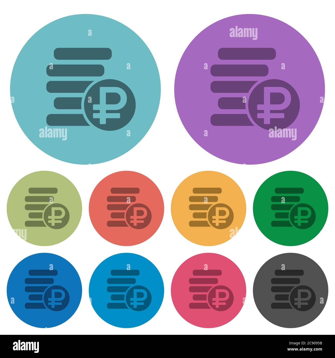 Ruble coins flat icons on color round background Stock Vector Image ...