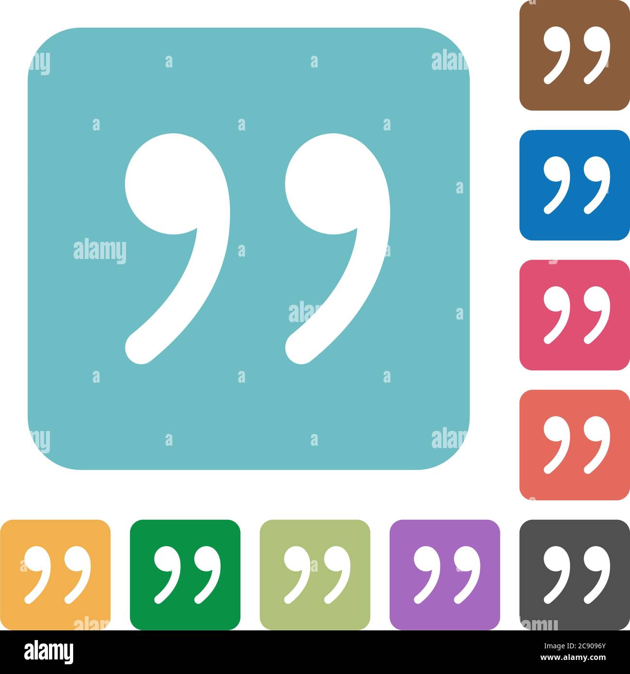 Quotation mark white flat icons on color rounded square backgrounds Stock Vector