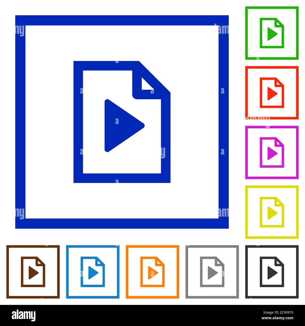 Playlist flat color icons in square frames Stock Vector