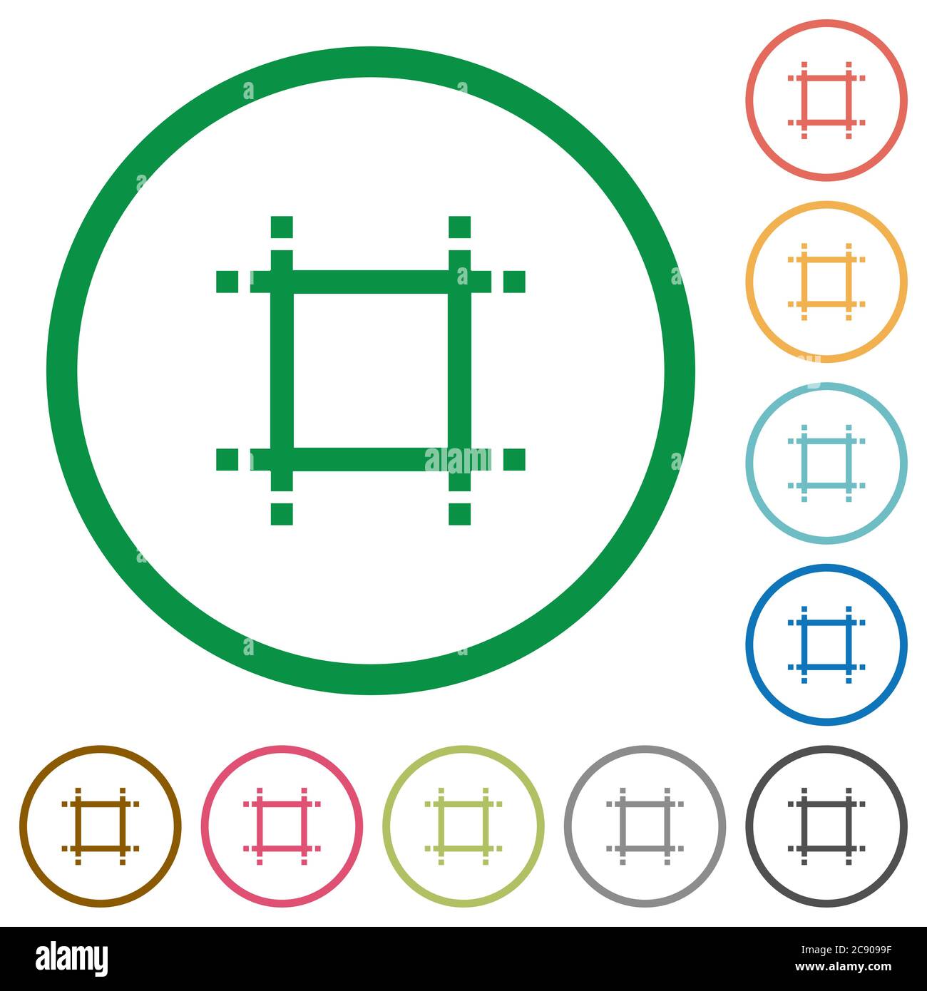 Adjust canvas size flat color icons in round outlines Stock Vector ...