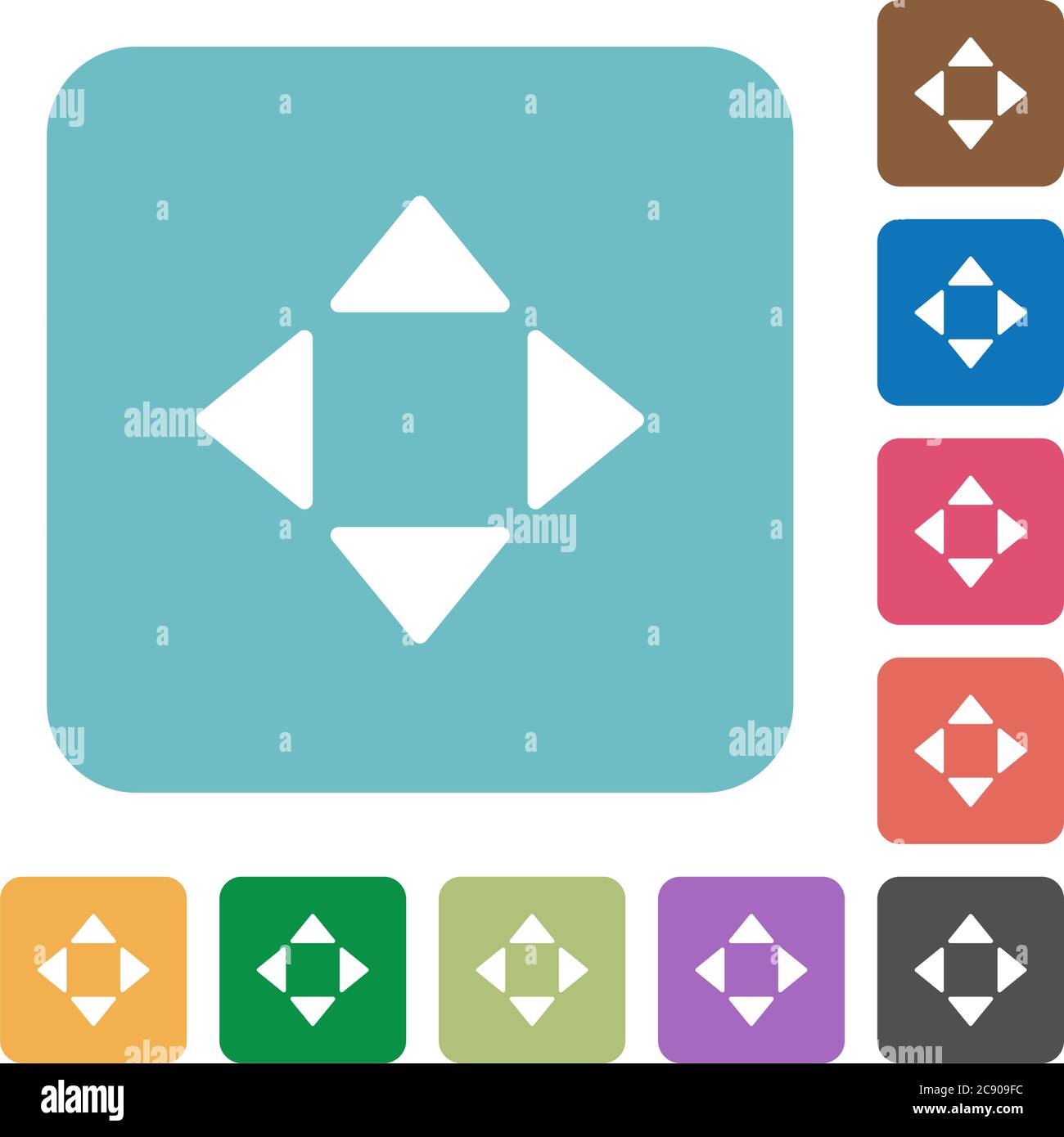 Control arrows white flat icons on color rounded square backgrounds ...
