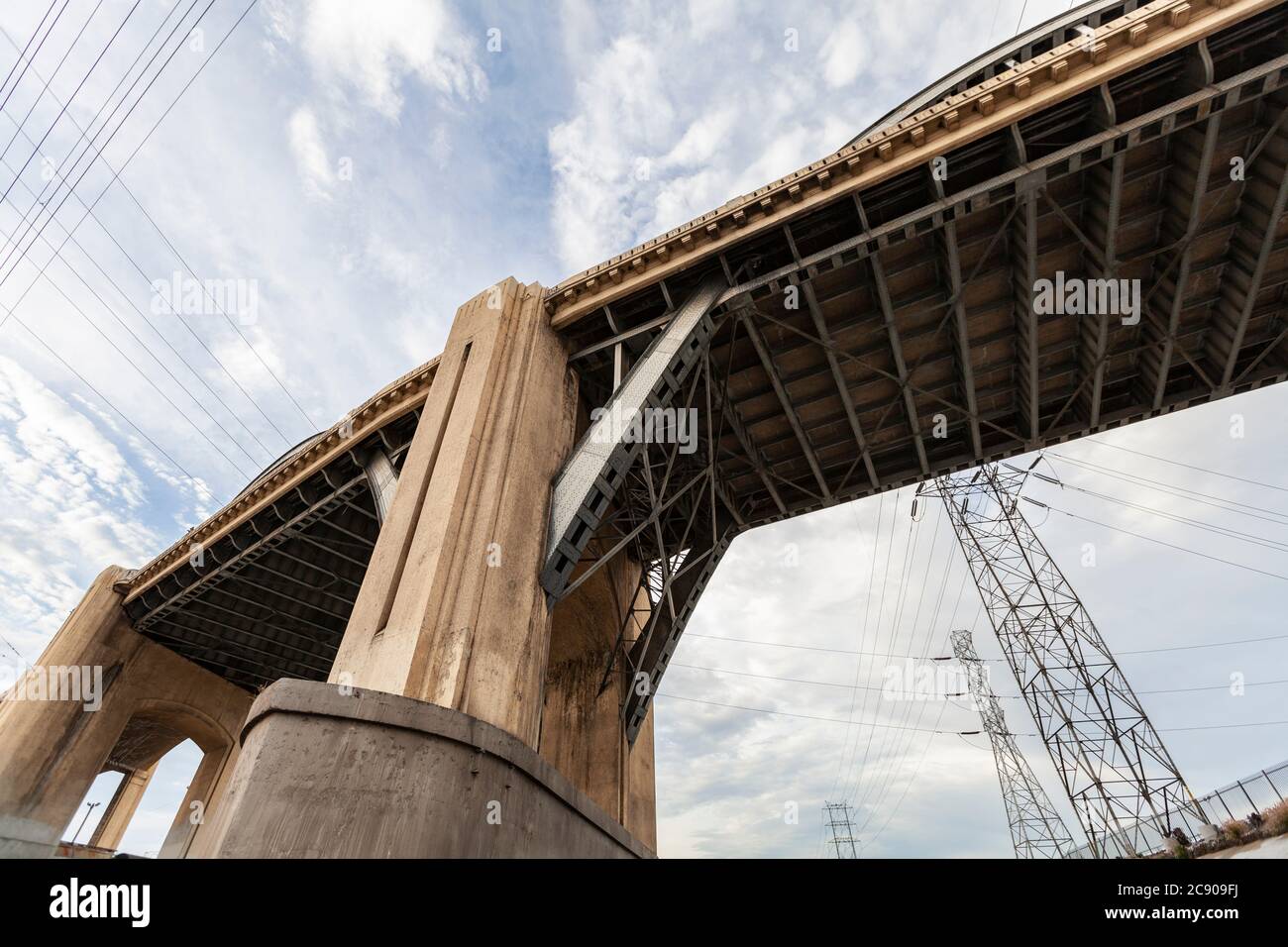Under the historic and now demolished 6th street bridge near downtown Los Angeles in Southern California. Stock Photo