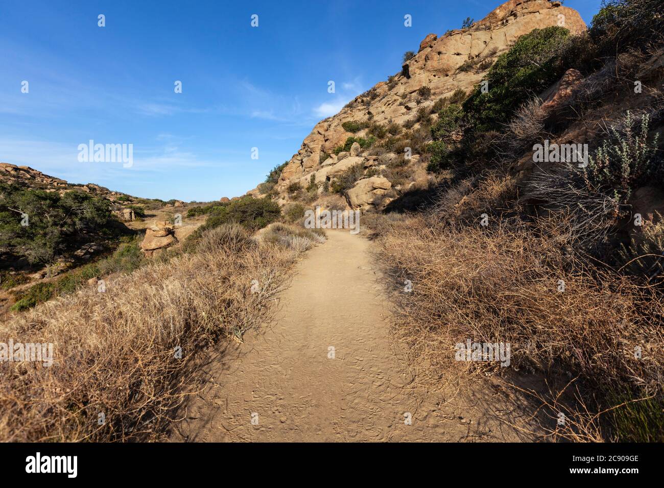 Dirt road nature path at Rocky Peak Park near Los Angeles and Simi Valley in Ventura County California. Stock Photo