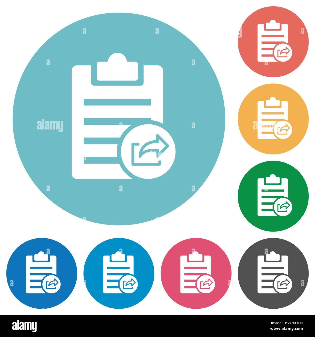 Export note white flat icons on color rounded square backgrounds Stock Vector