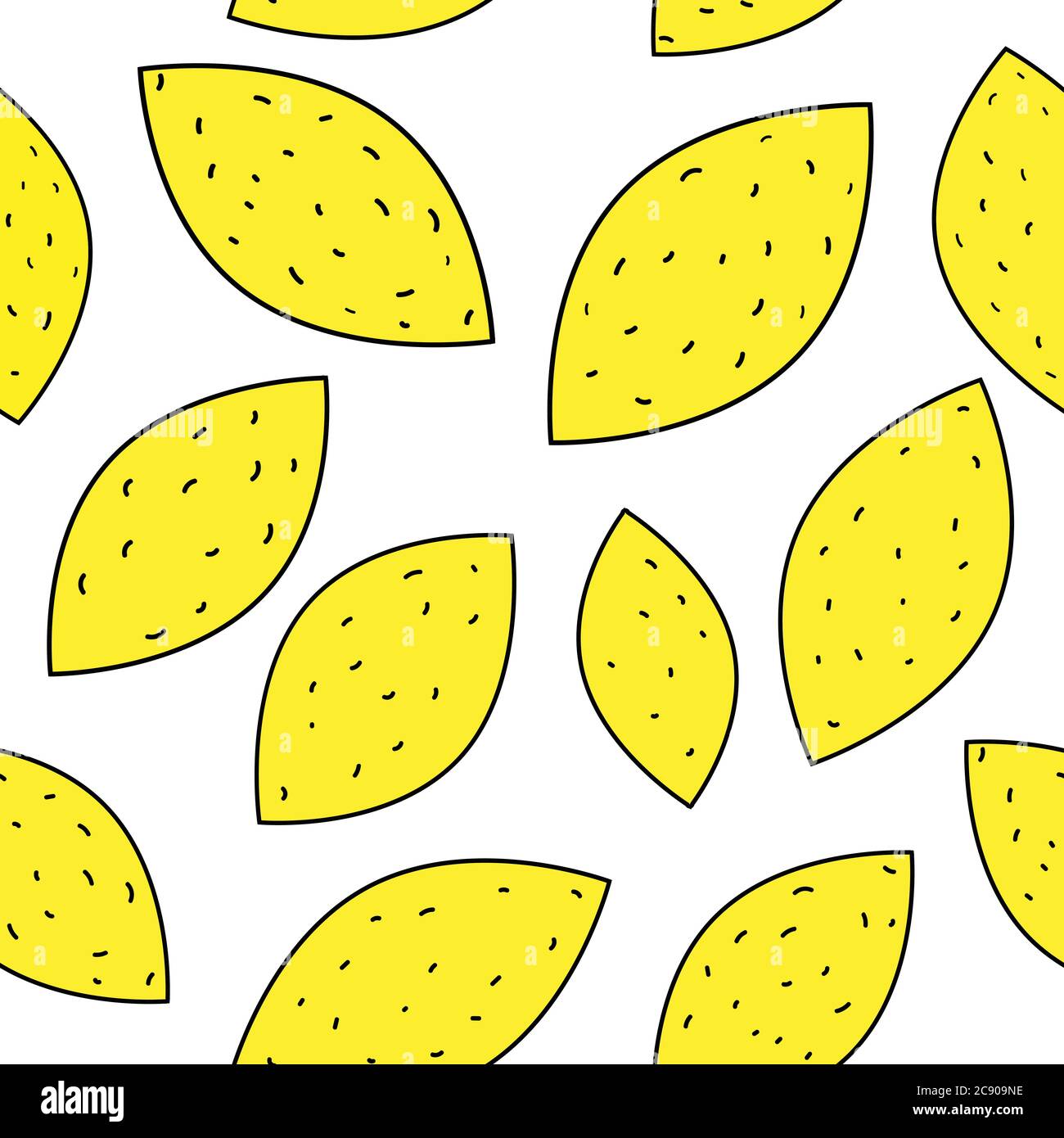 seamless pattern with doodled lemons on the white background. Vector ...