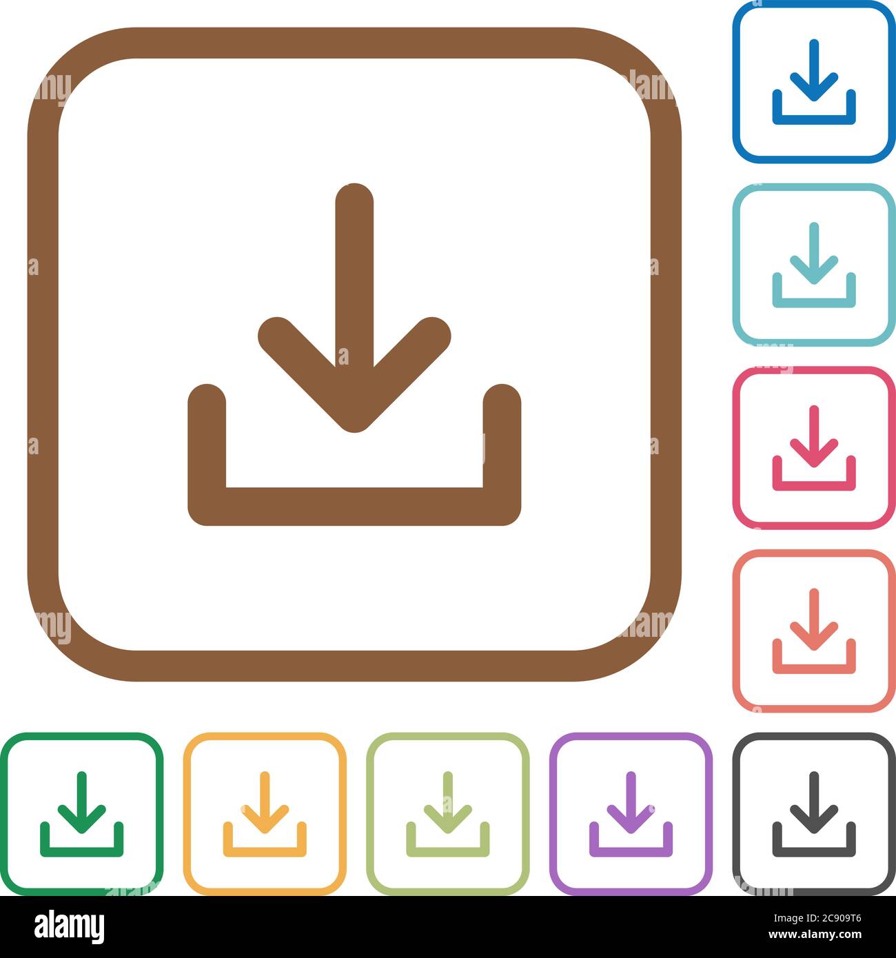 Download simple icons in color rounded square frames on white ...