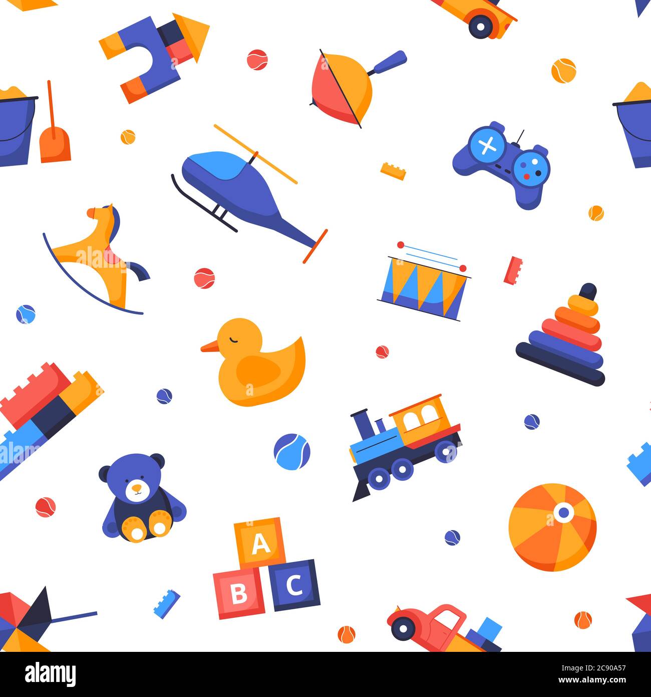 Toys - vector flat design style seamless pattern Stock Vector