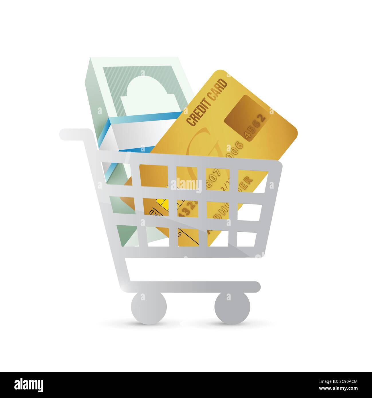 Shopping cart and money concept illustration design over a white background Stock Vector