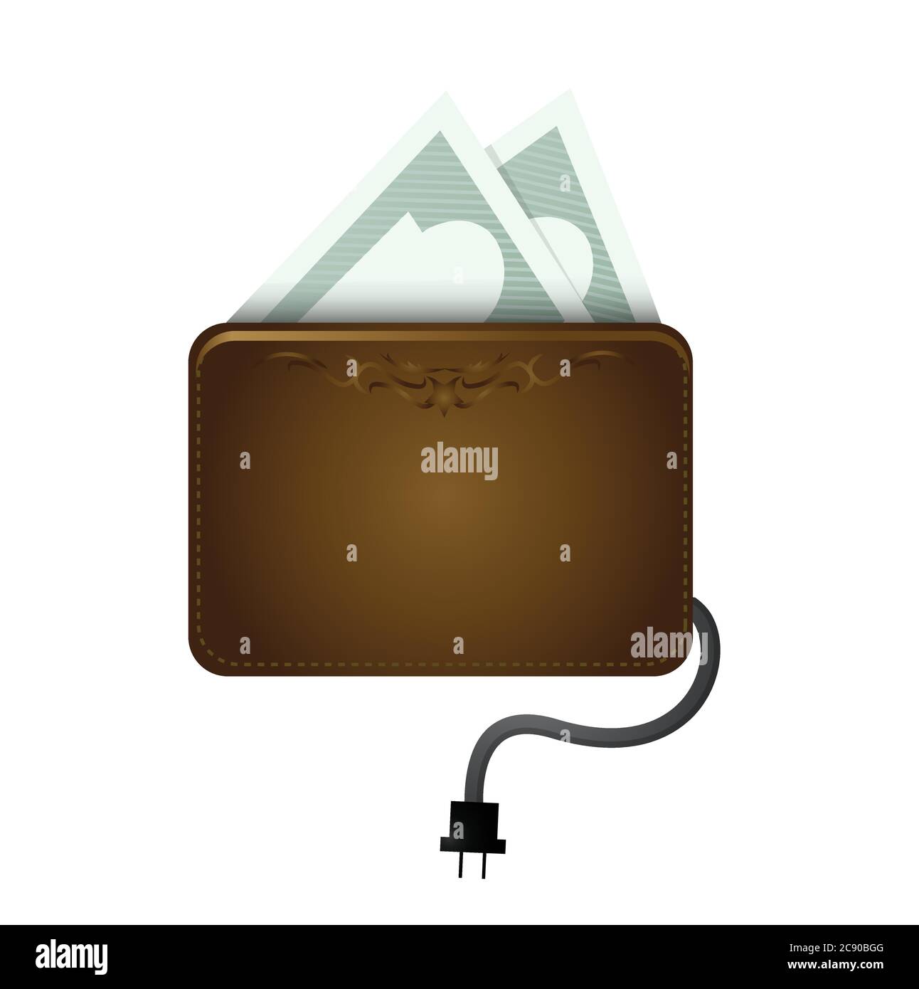 Money wallet and cable illustration design over a white background ...