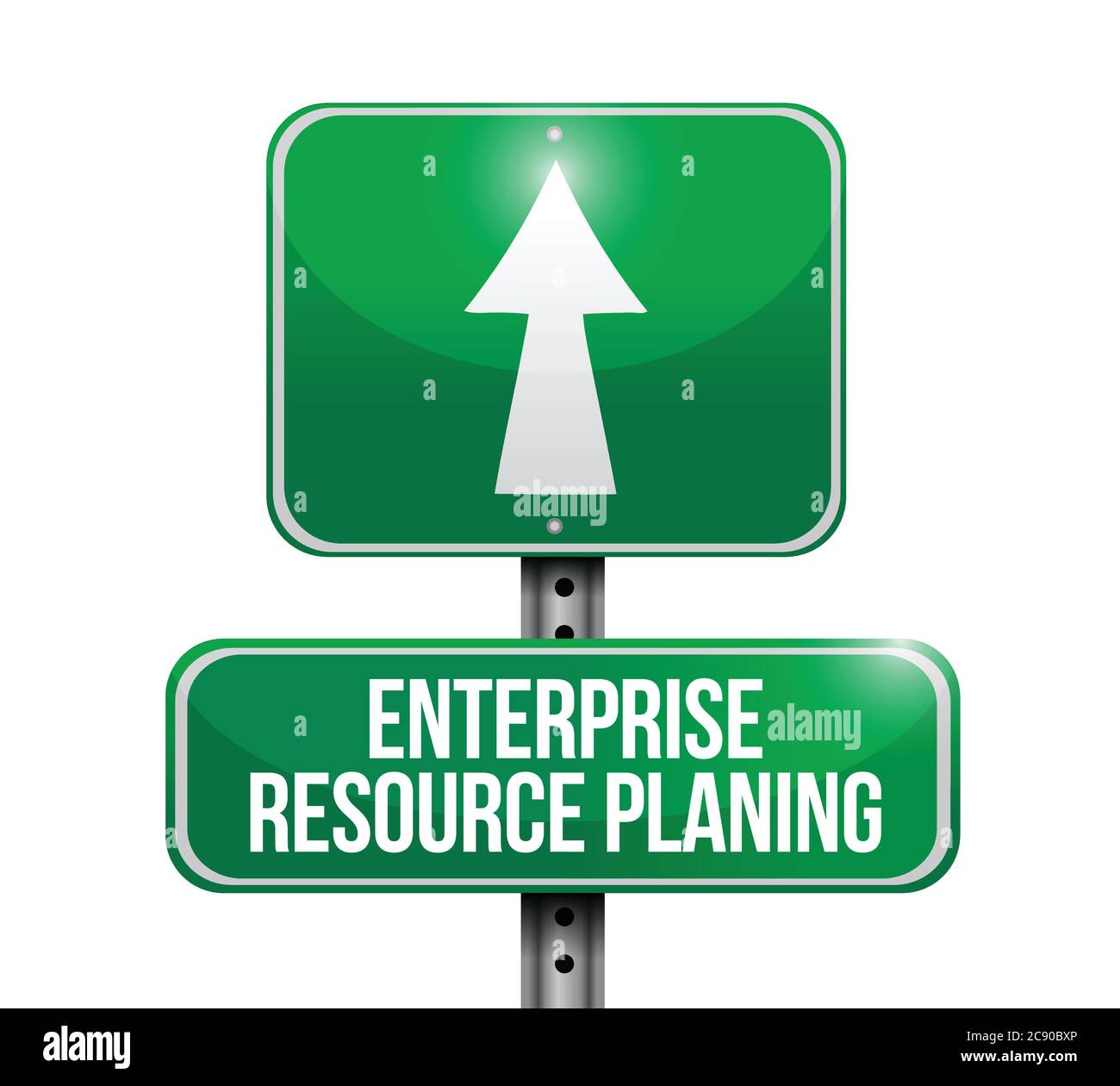 Enterprise resource planning road sign illustration design over a white background Stock Vector