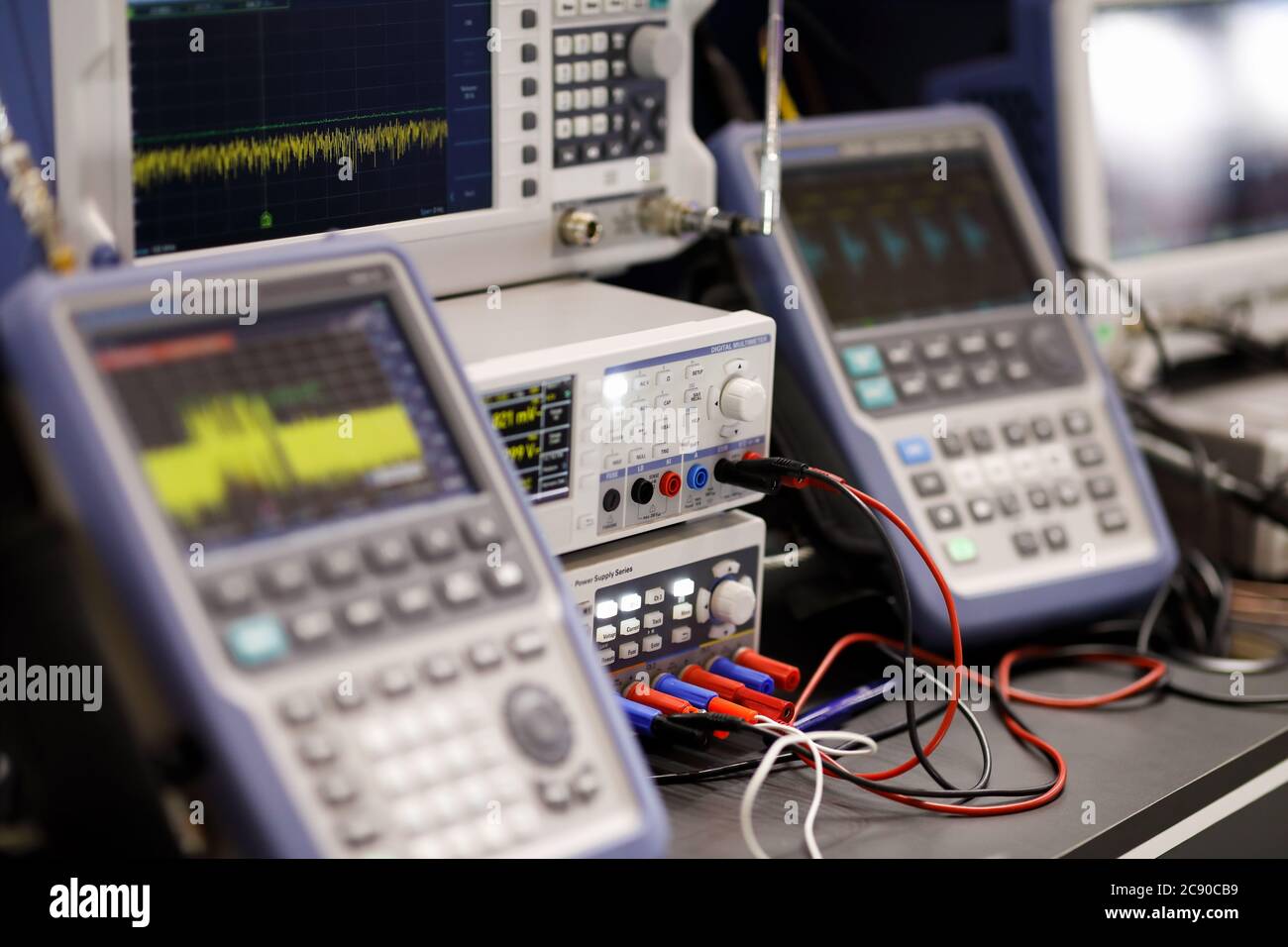 Modern radio laboratory with electronic digital equipment. Selective focus. Stock Photo
