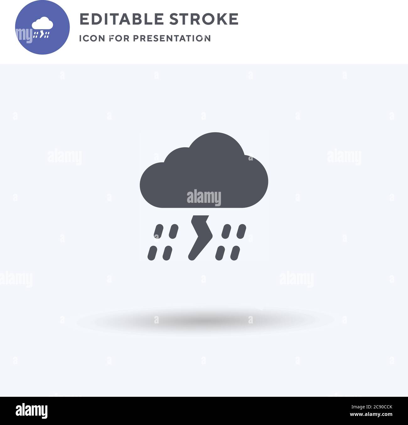 Storm icon vector, filled flat sign, solid pictogram isolated on white ...