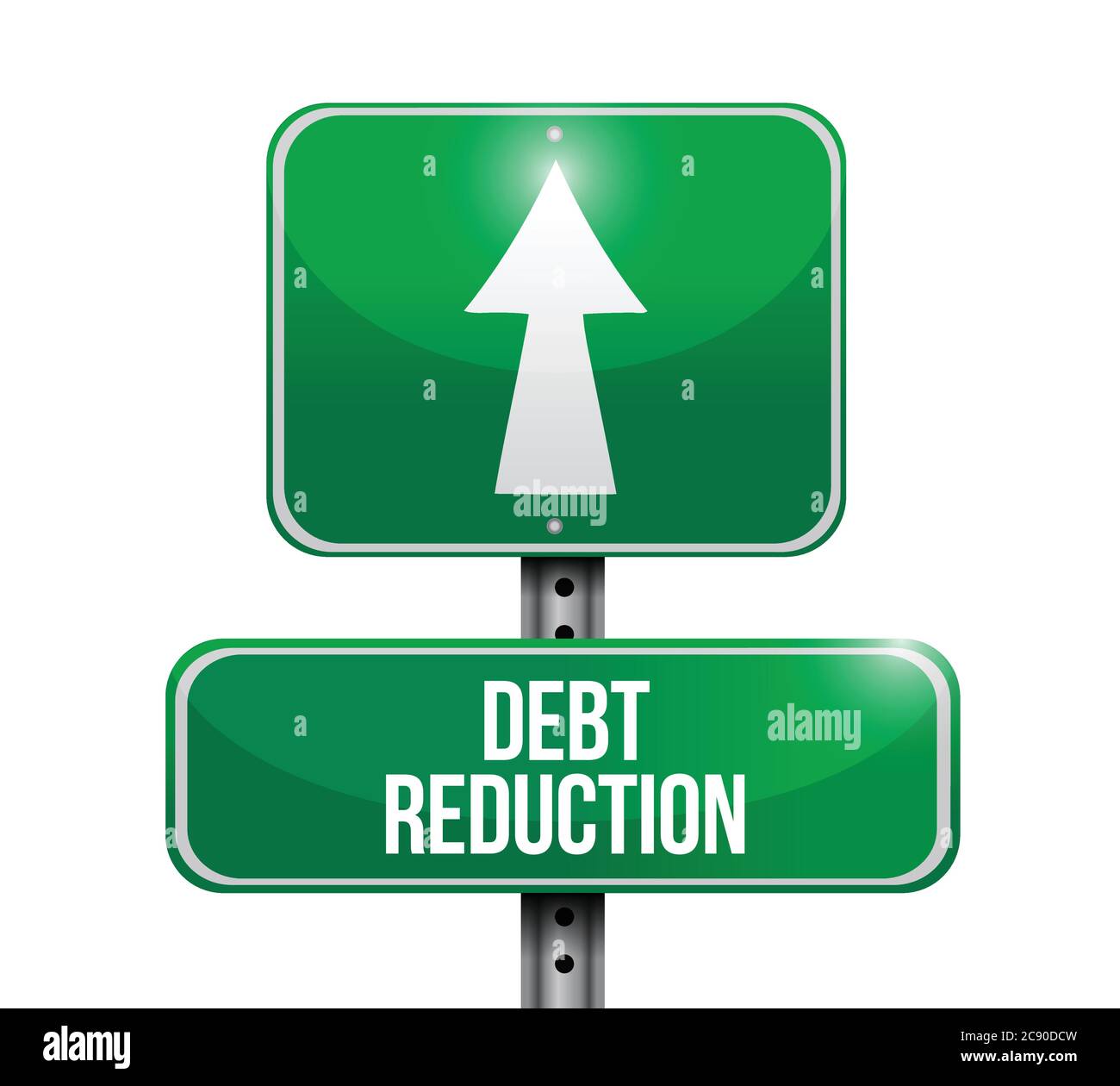 Debt reduction road sign illustration design over a white background Stock Vector