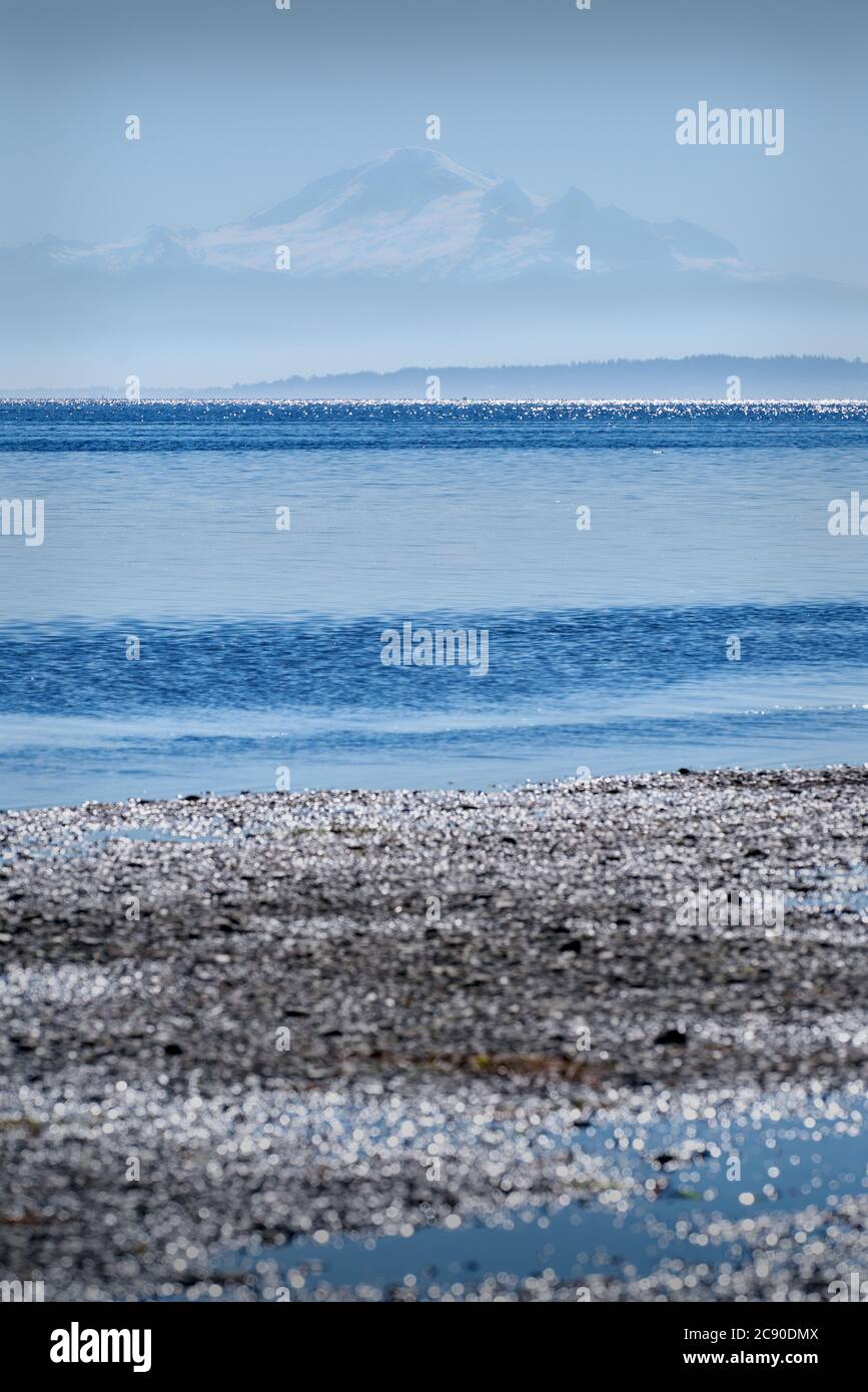 Mt Baker Boundary Bay. The view from Centennial Beach in Delta, British Columbia, Canada Stock