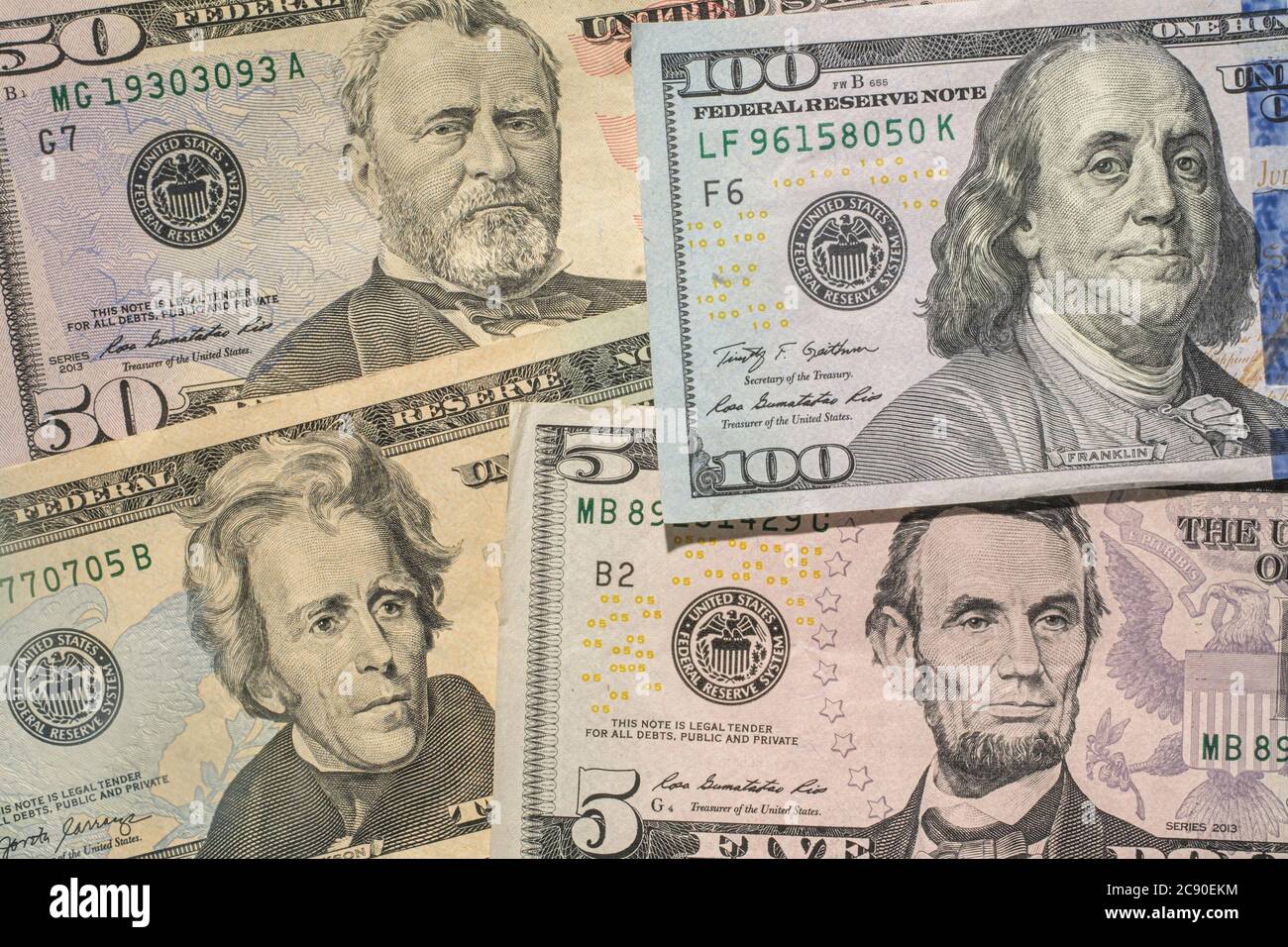 Close up of US paper currency Stock Photo